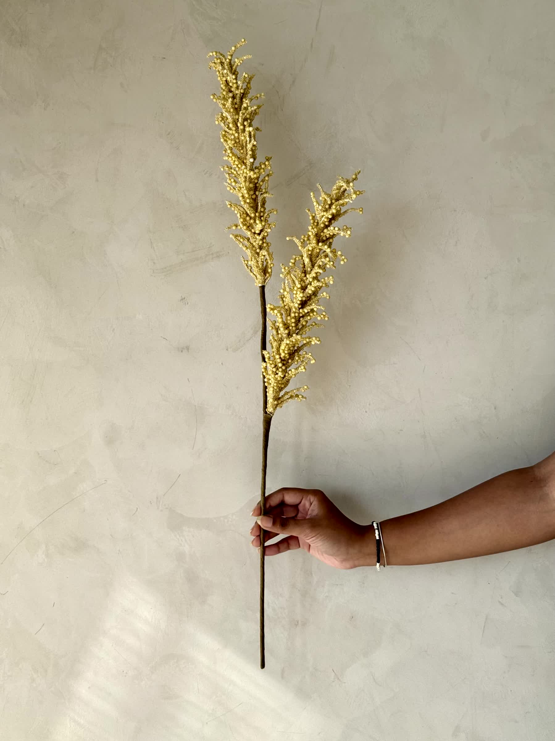 Artificial Pampas Reed Stem - Yellow (One Stem)
