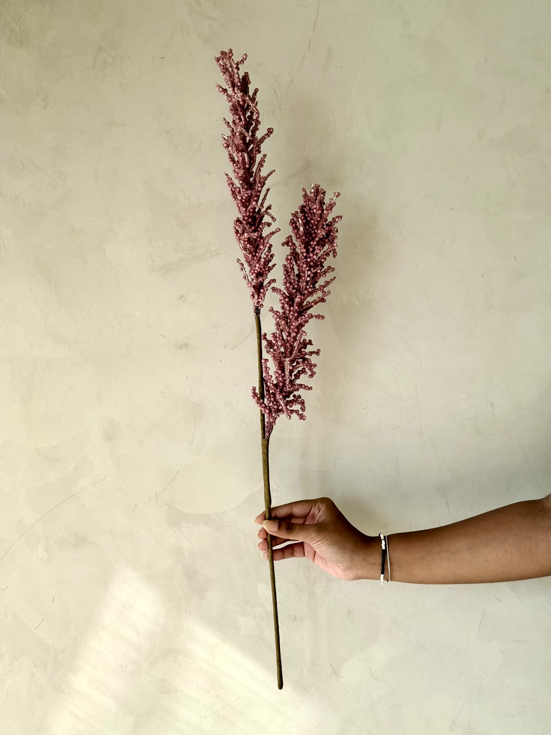 Artificial Pampas Reed Stem - Pink (One Stem)