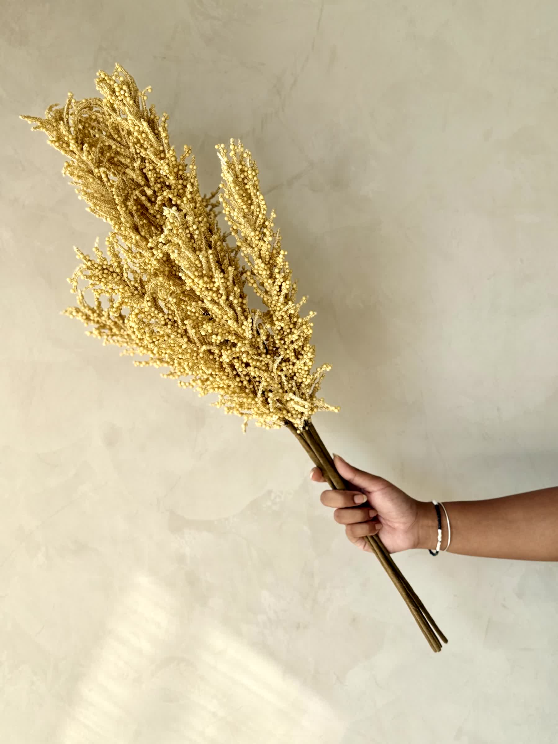 Artificial Pampas Reed Stem - Yellow (One Stem)