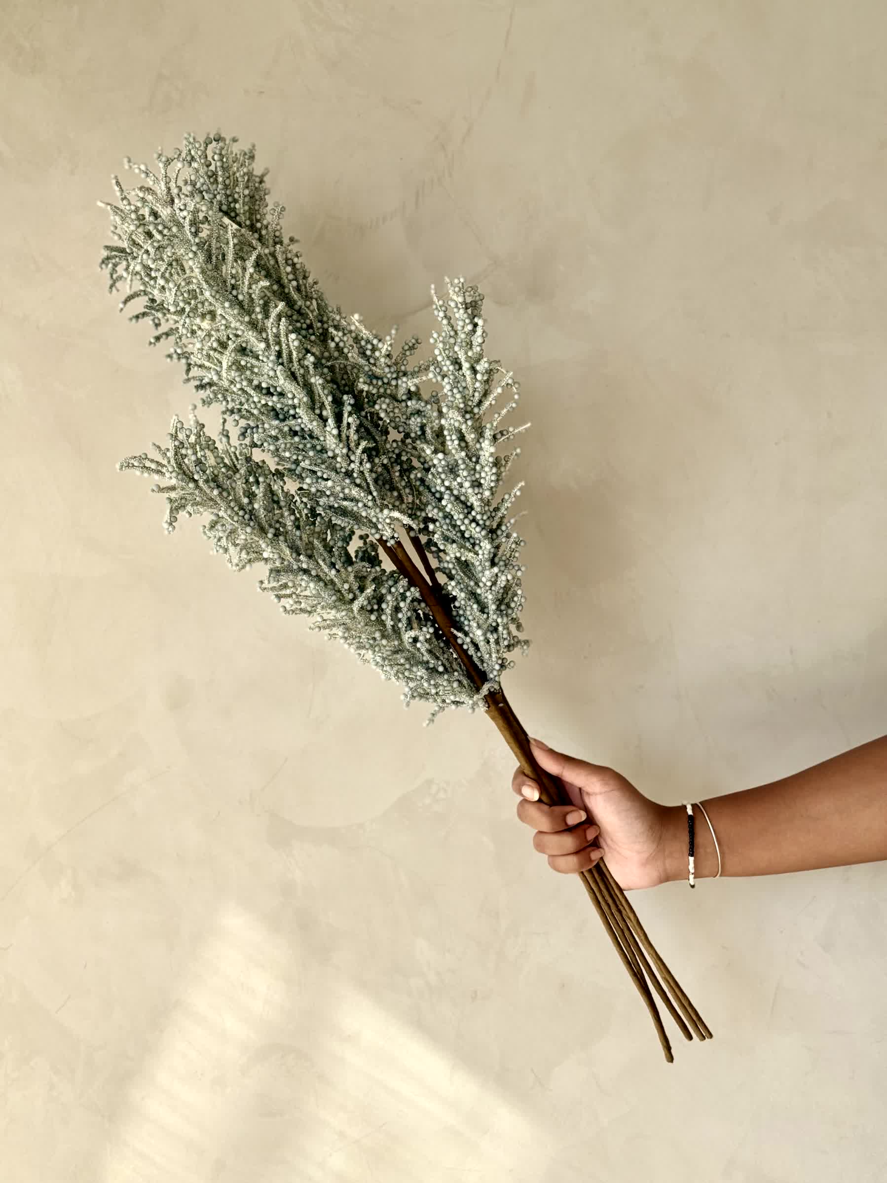 Artificial Pampas Reed Stem - Blue (One Stem)