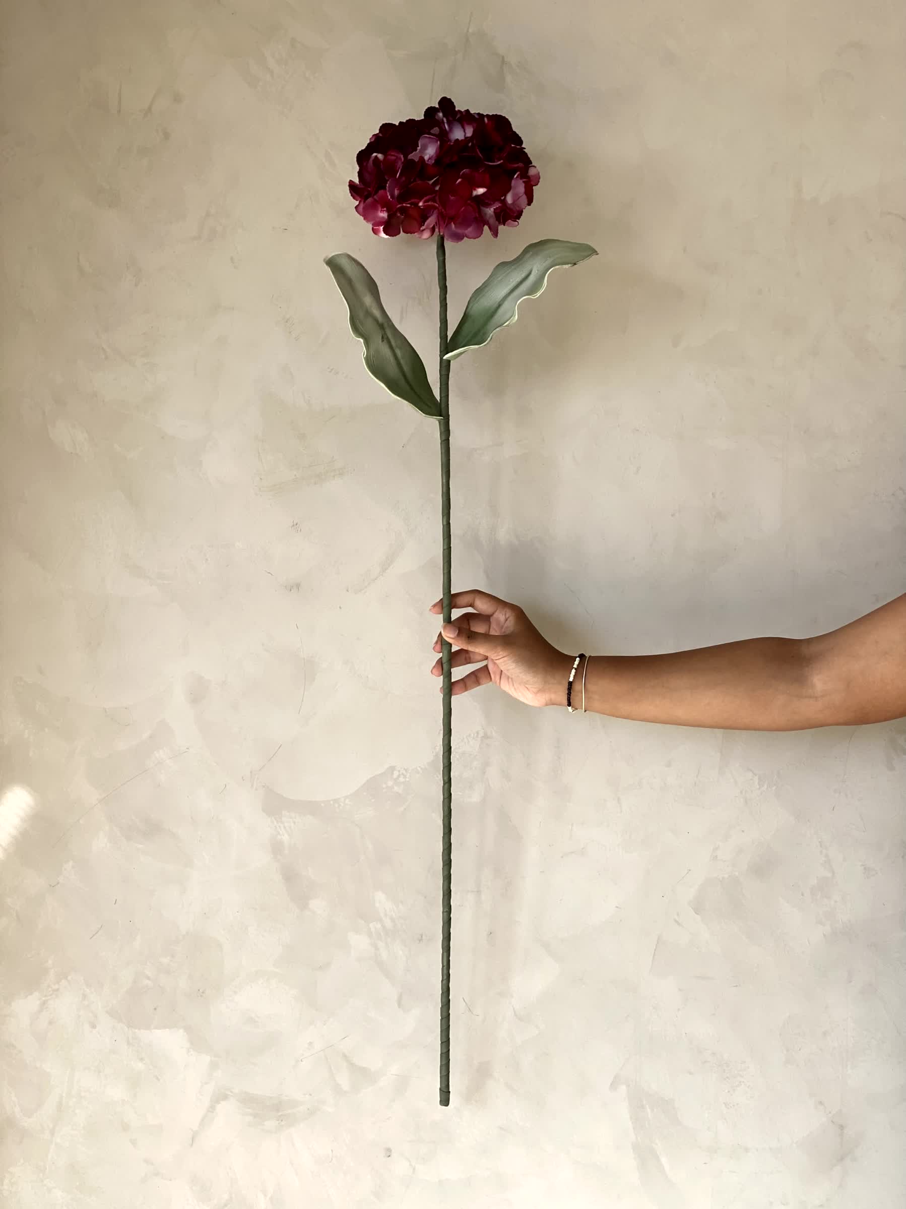 Artificial Hydrangea Flower Stem - Fuchsia Ombre (One Stem)