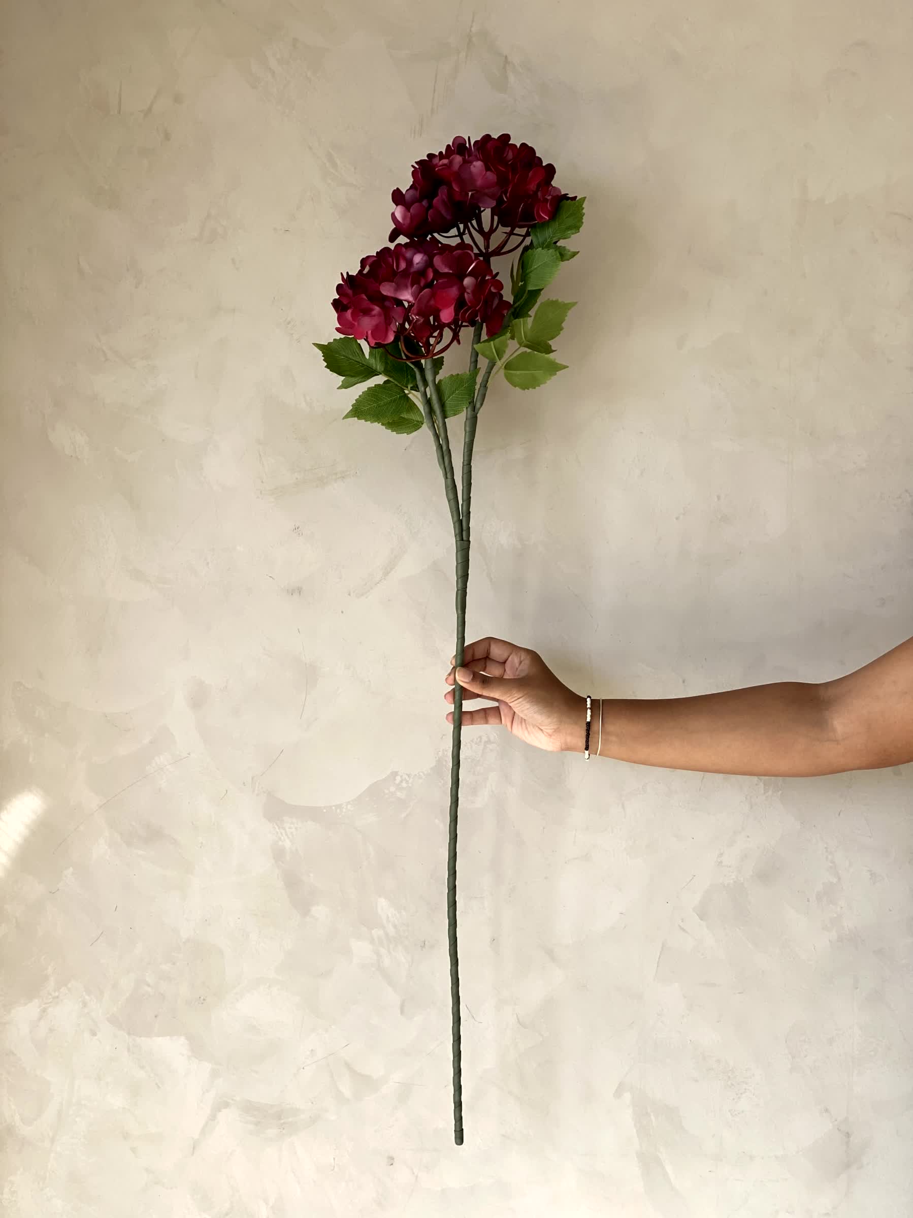 Artificial Mophead Flower Stem - Magenta Ombre (One Stem)