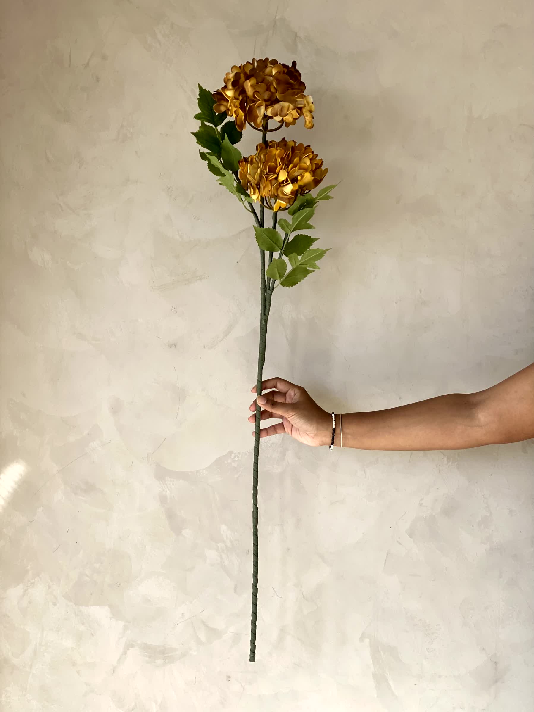 Artificial Mophead Flower Stem - Amber Ombre (One Stem)