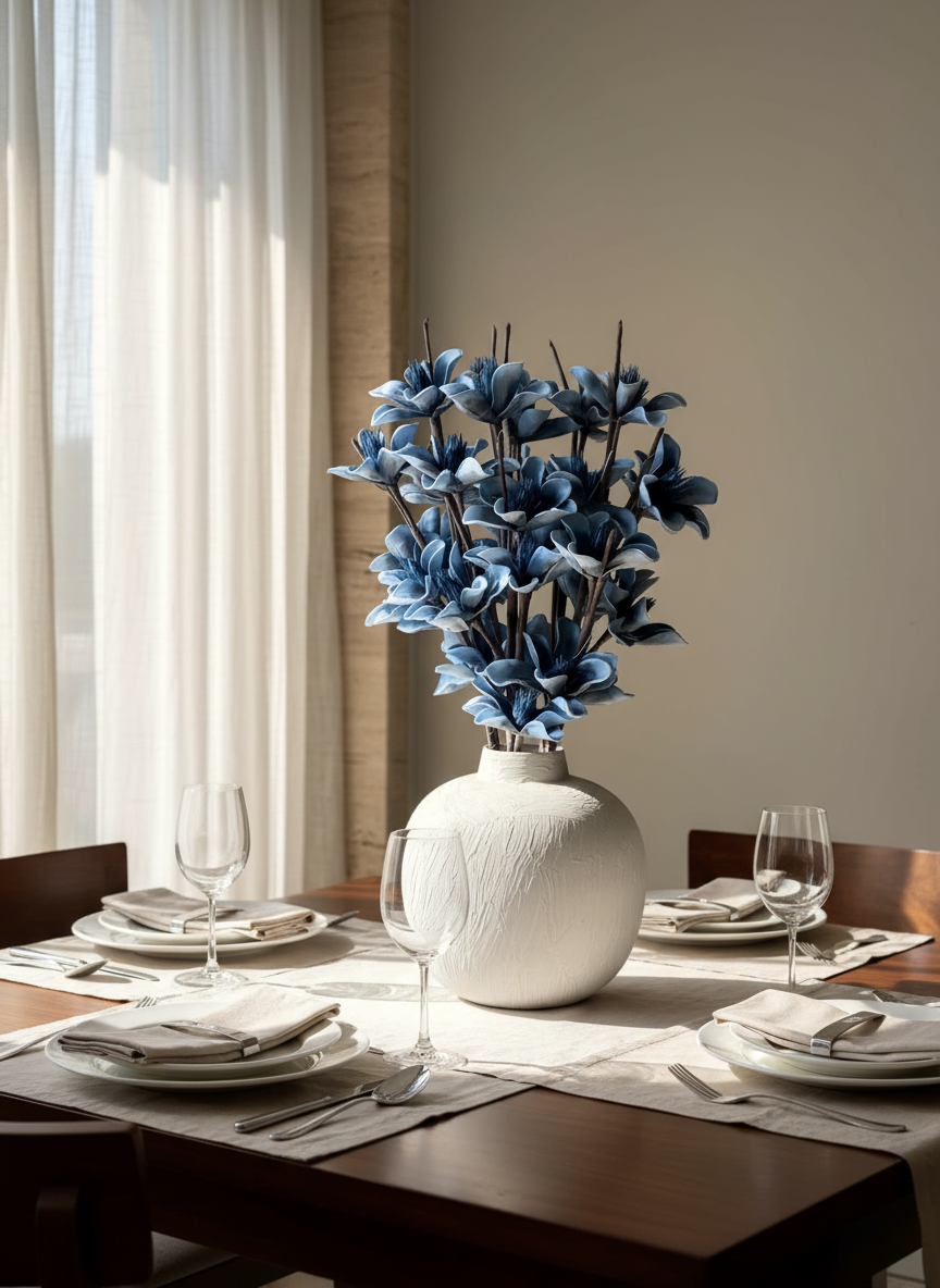Artificial Lily Magnolia Flower Stem - Blue Ombre (One Stem)