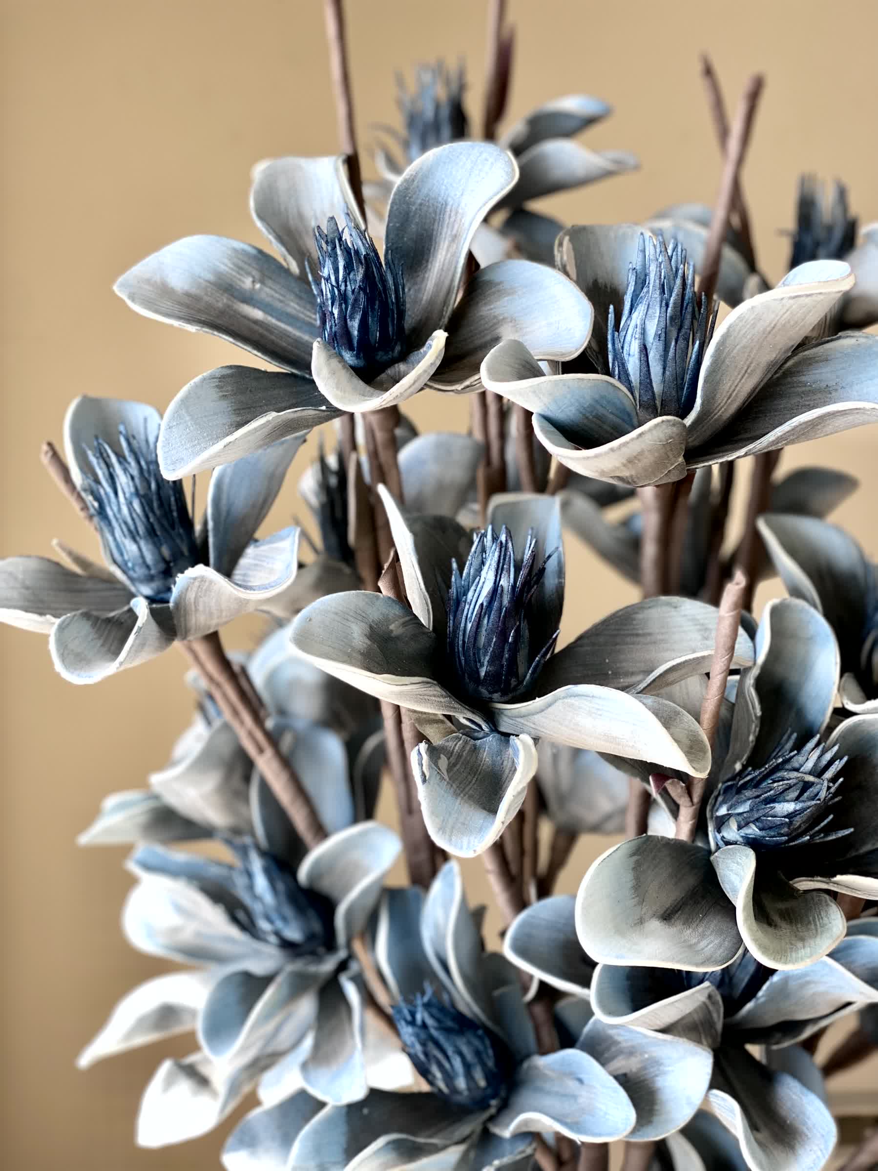 Artificial Lily Magnolia Flower Stem - Blue Ombre (One Stem)
