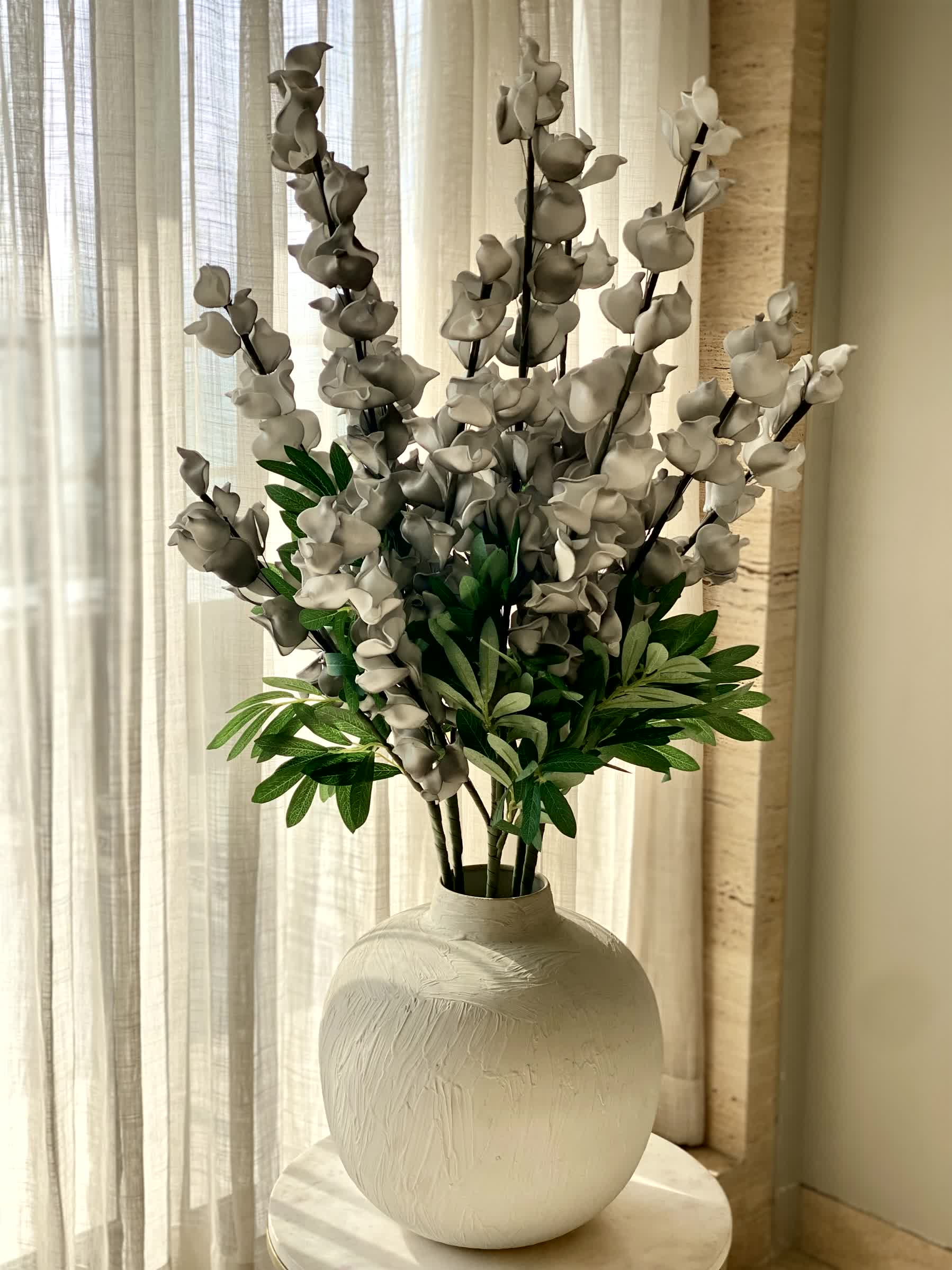 Artificial Dragon Flower Stem - Grey Ombre (One Stem)