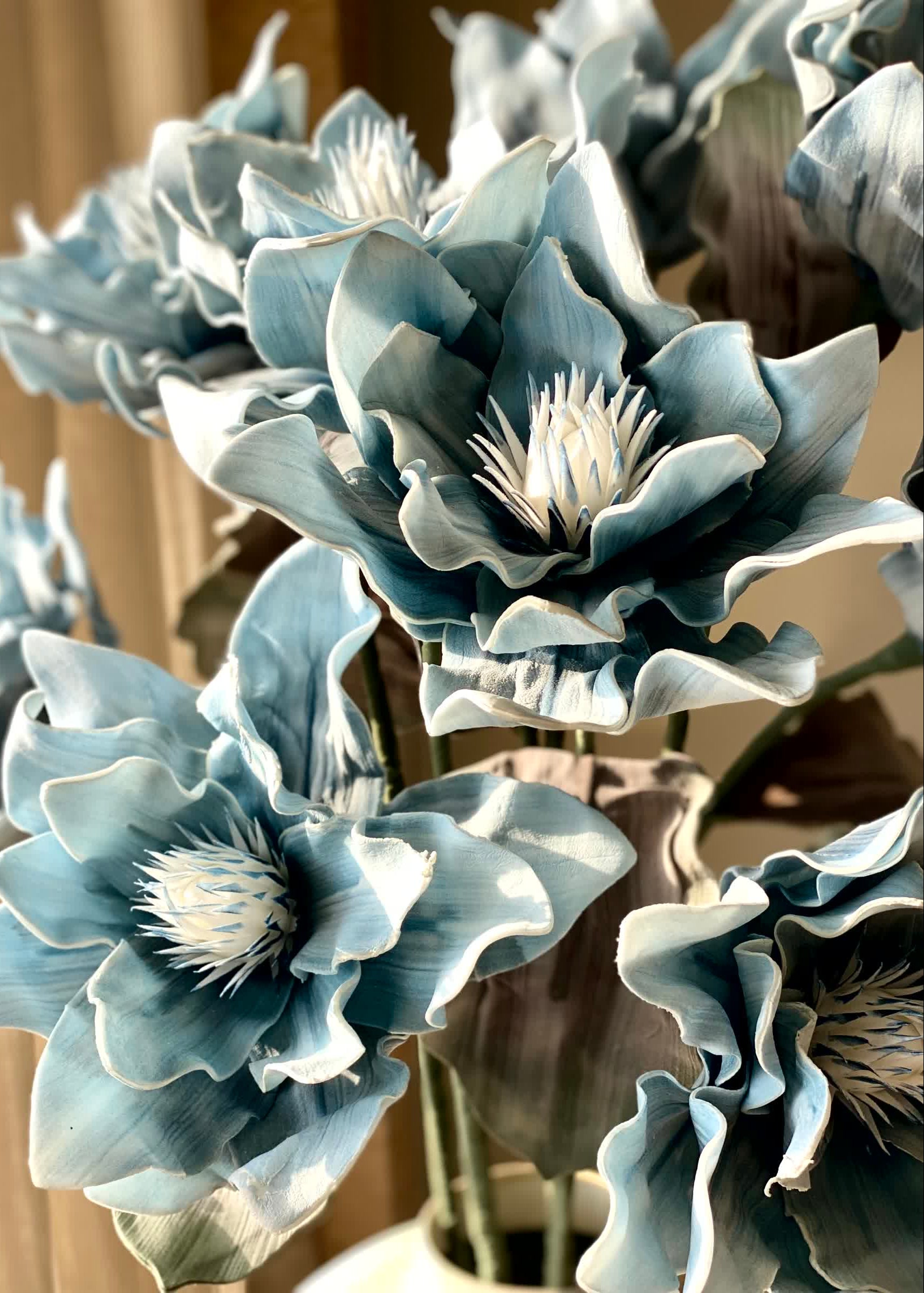 Artificial Dahlia Flower Stem - Blue Ombre (One Stem)