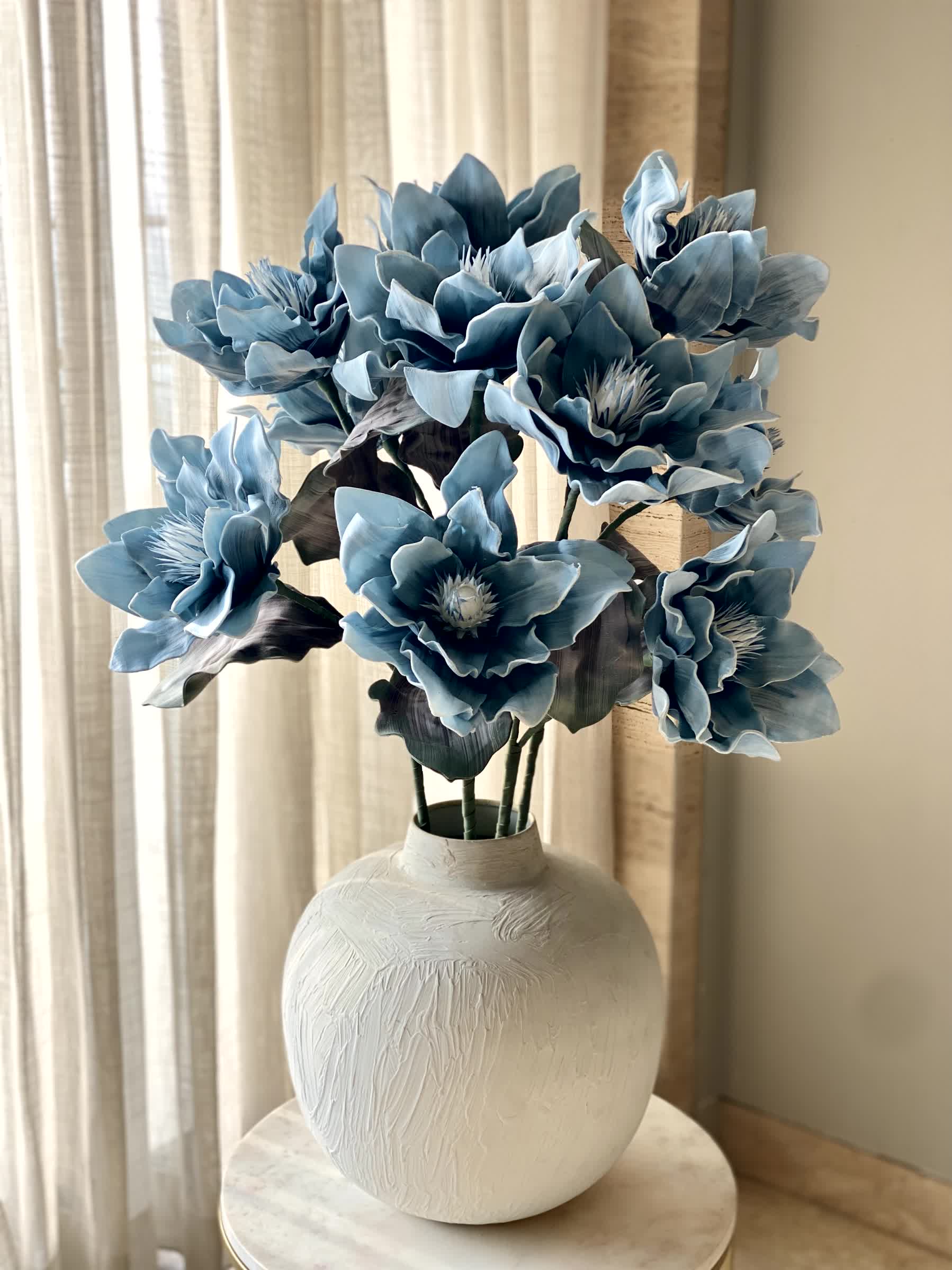 Artificial Dahlia Flower Stem - Blue Ombre (One Stem)