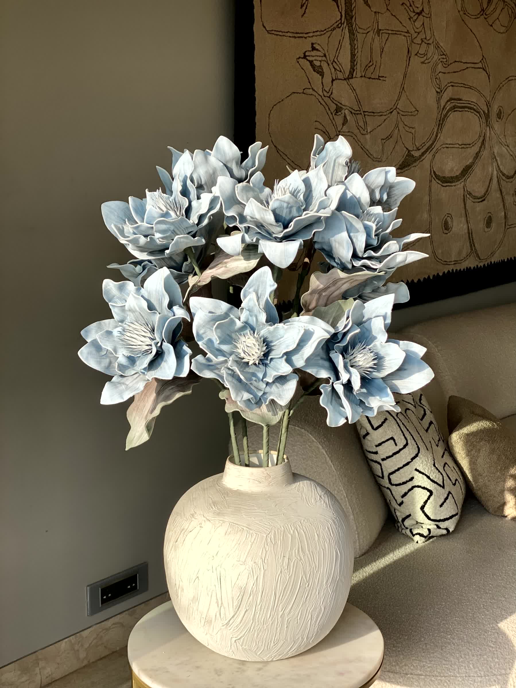 Artificial Dahlia Flower Stem - Blue Ombre (One Stem)