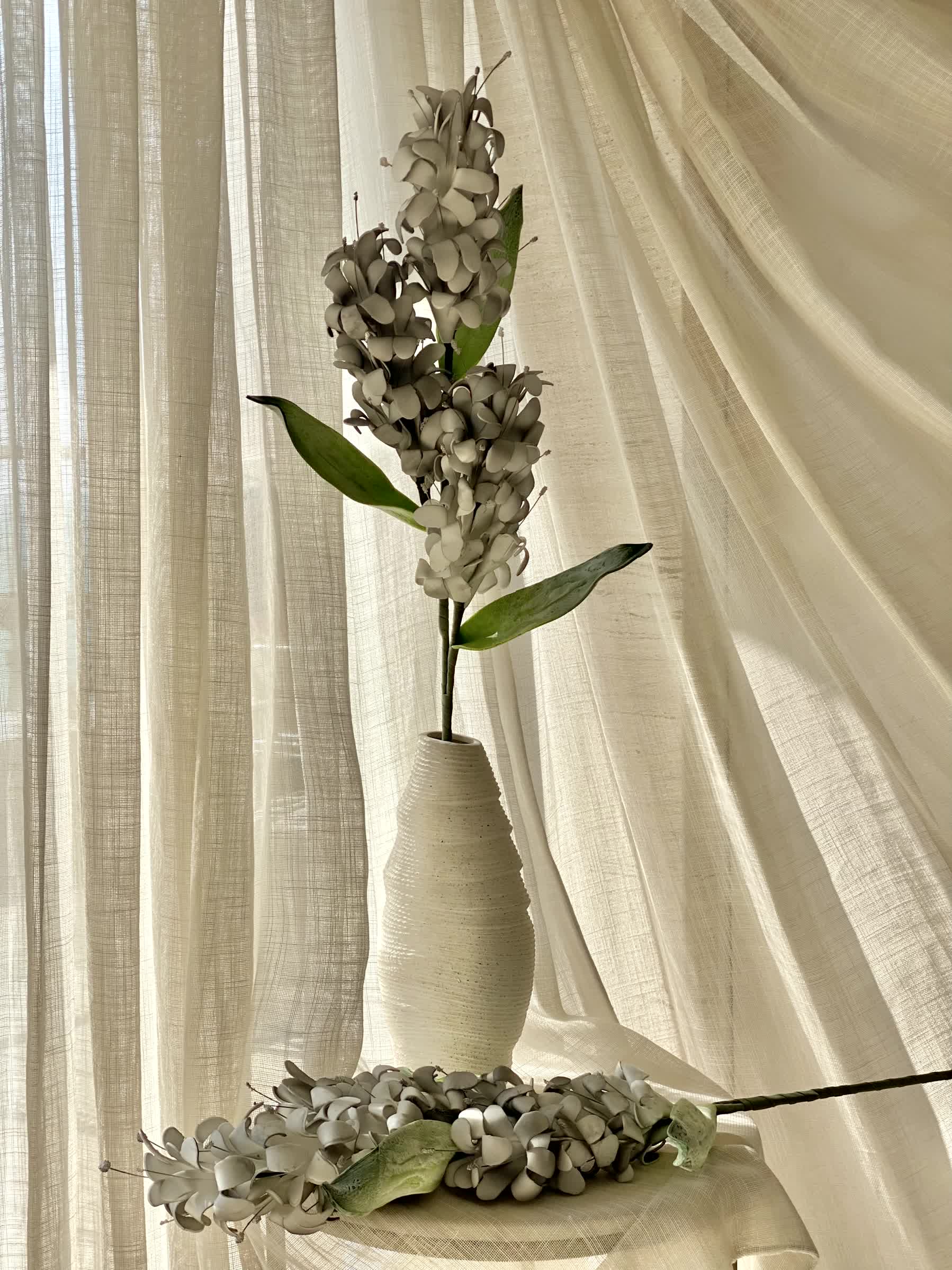 Artificial Madonna Lily Flower Stem - Grey Ombre (One Stem)