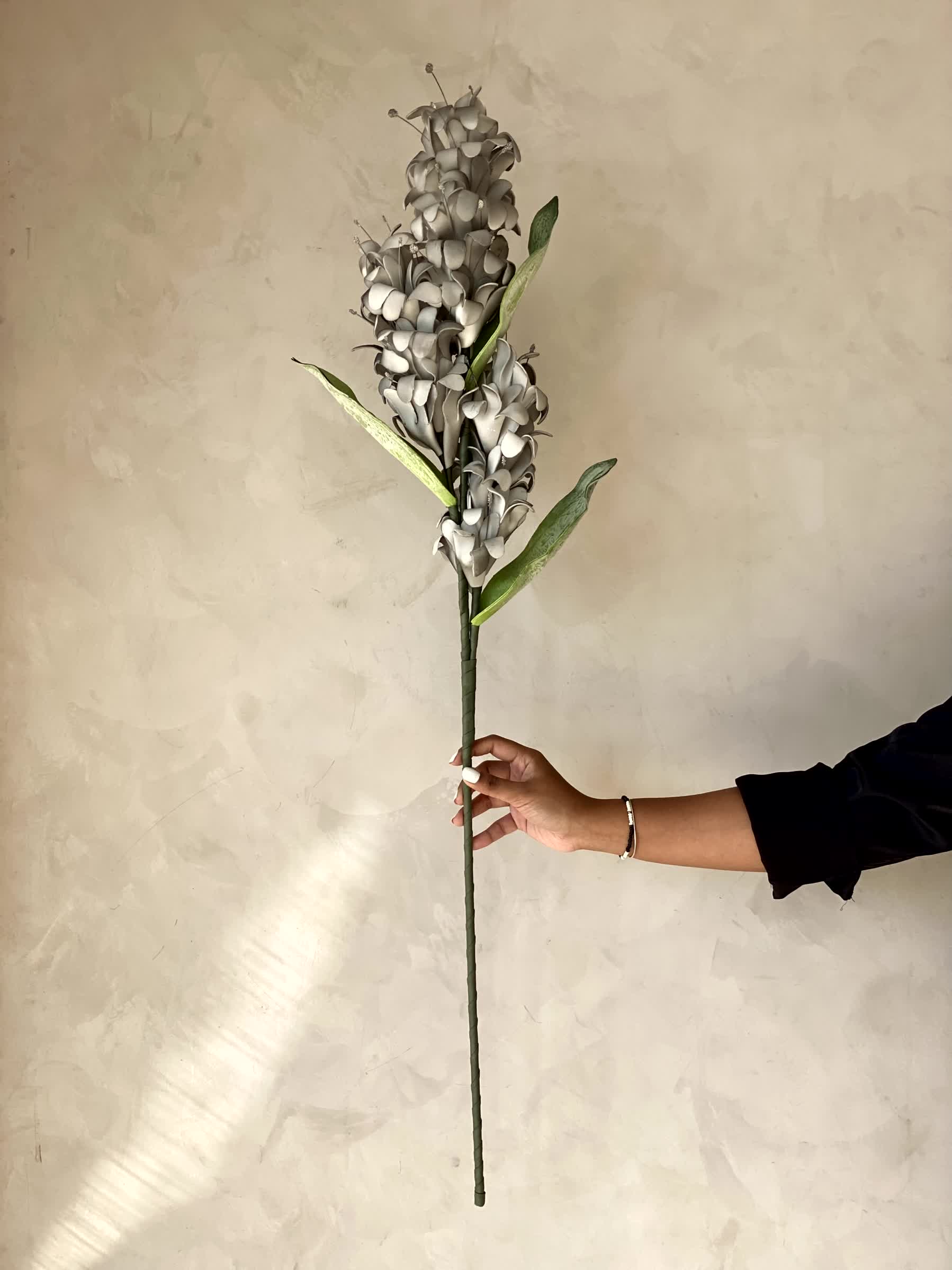 Artificial Madonna Lily Flower Stem - Grey Ombre (One Stem)