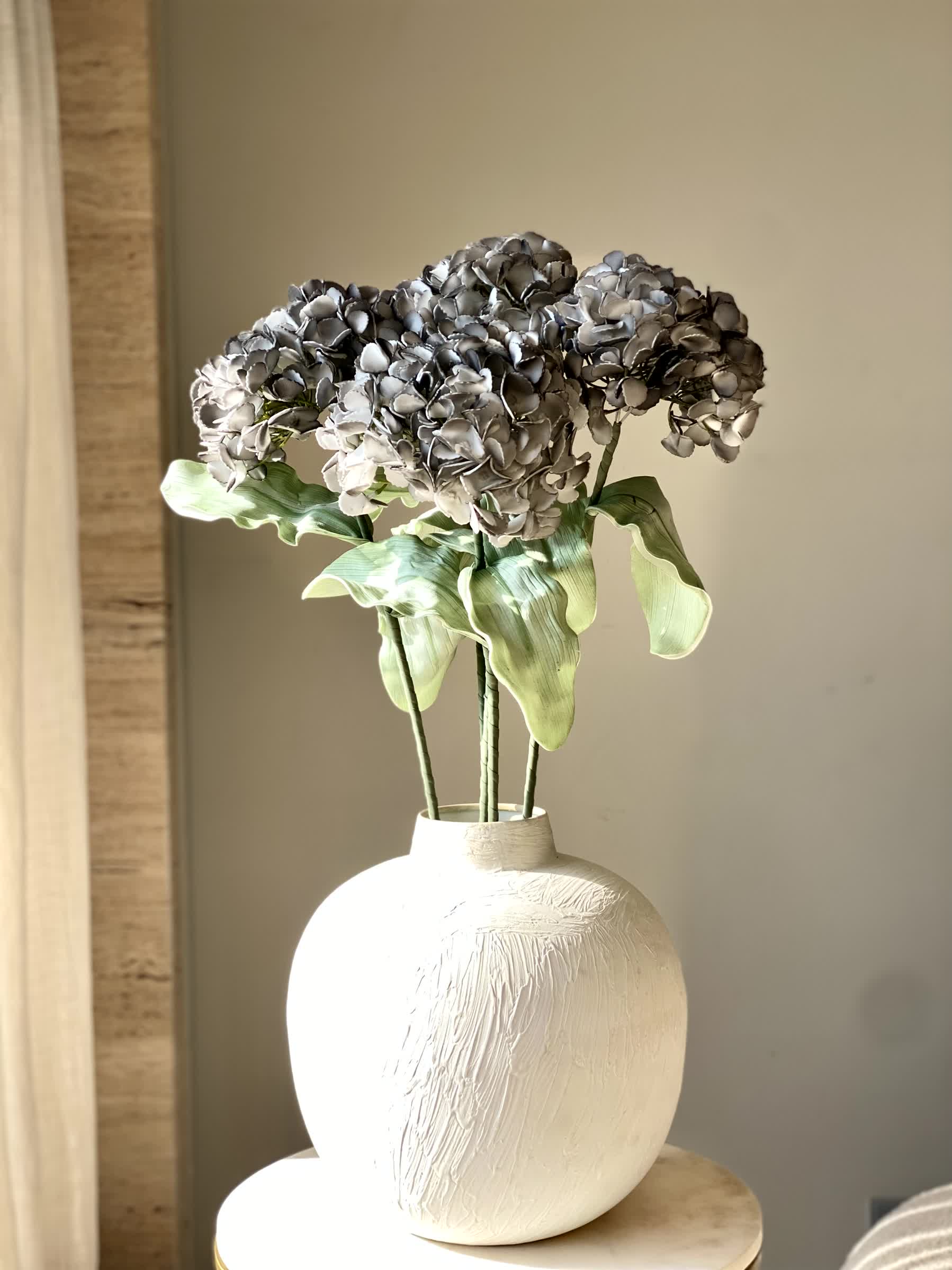 Artificial Hydrangea Flower Stem - Grey Ombre (One Stem)
