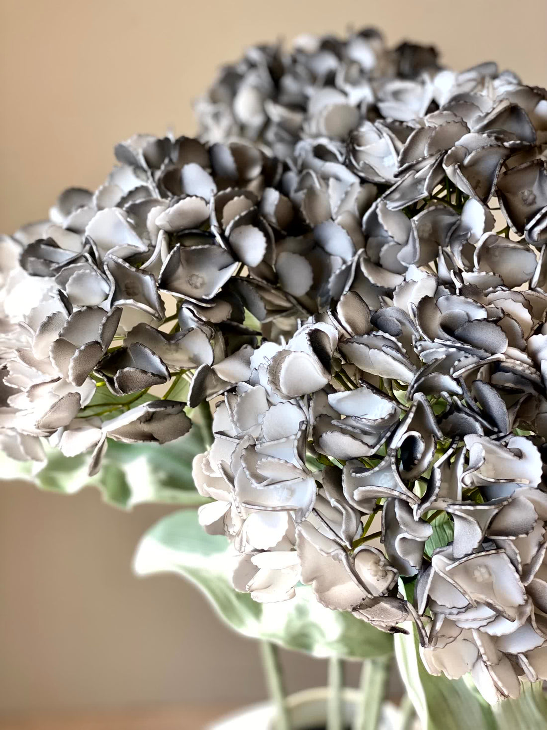 Artificial Hydrangea Flower Stem - Grey Ombre (One Stem)