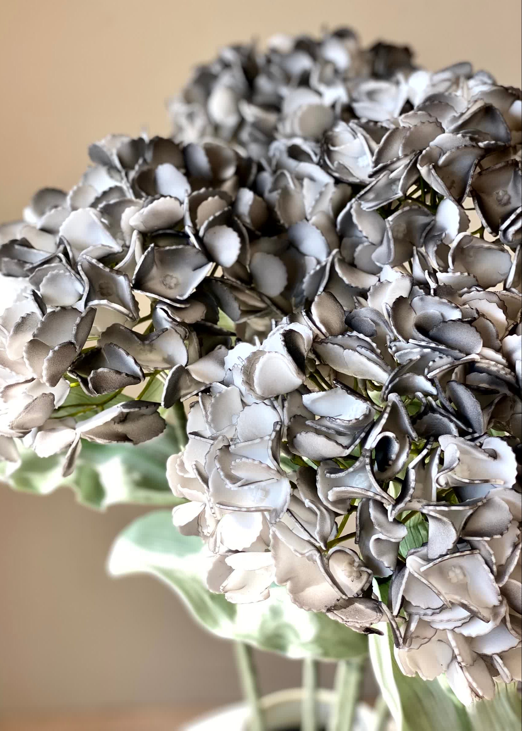 Artificial Hydrangea Flower Stem - Grey Ombre (One Stem)