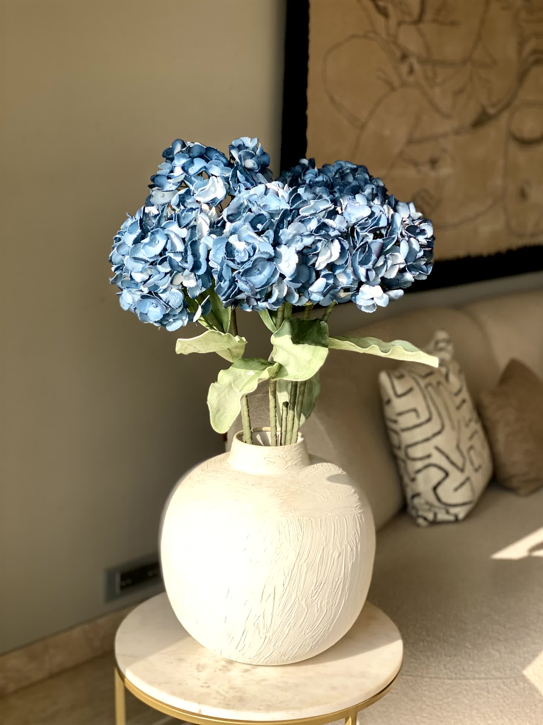 Artificial Hydrangea Flower Stem - Blue Ombre (One Stem)