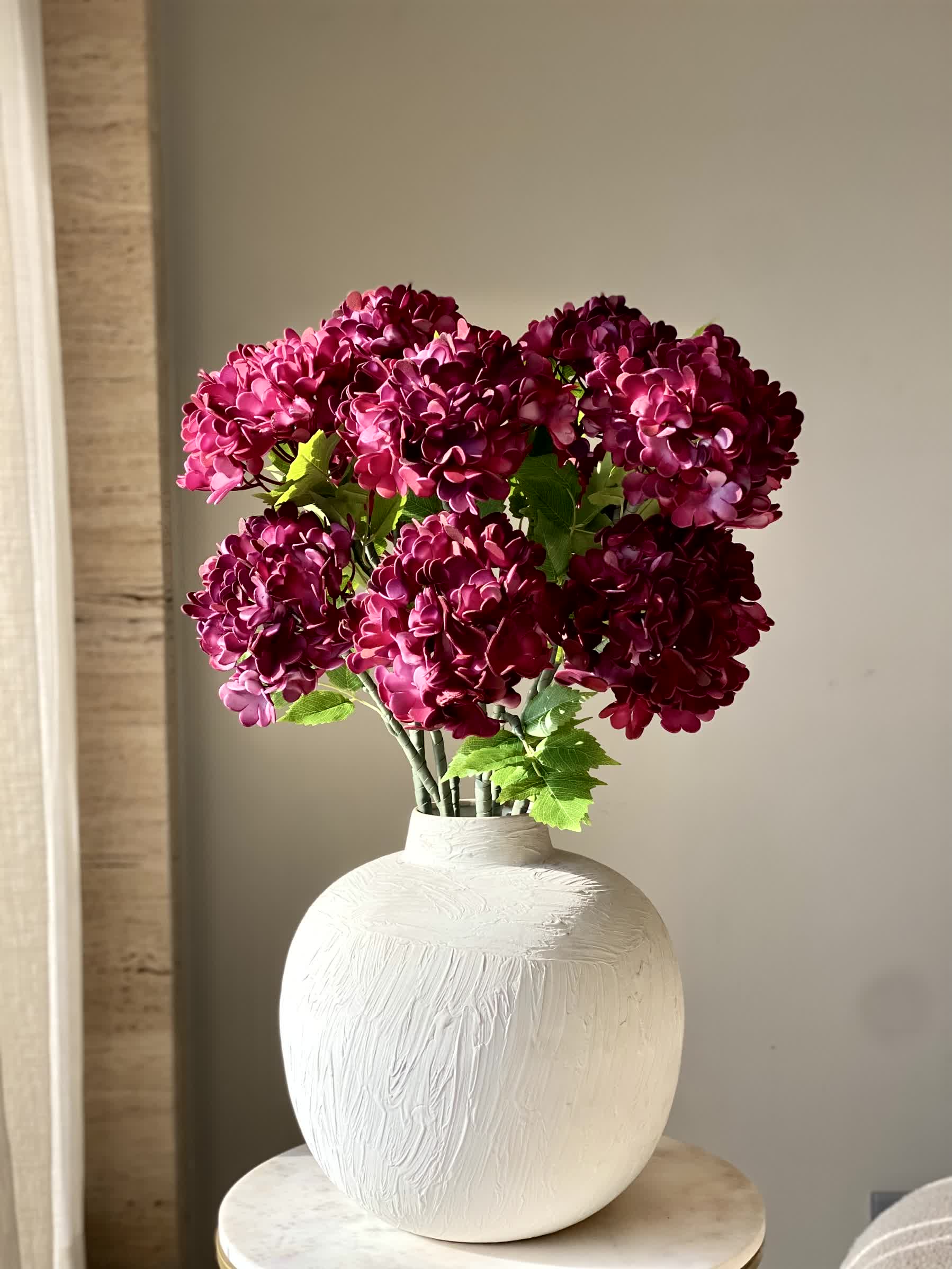 Artificial Mophead Flower Stem - Magenta Ombre (One Stem)