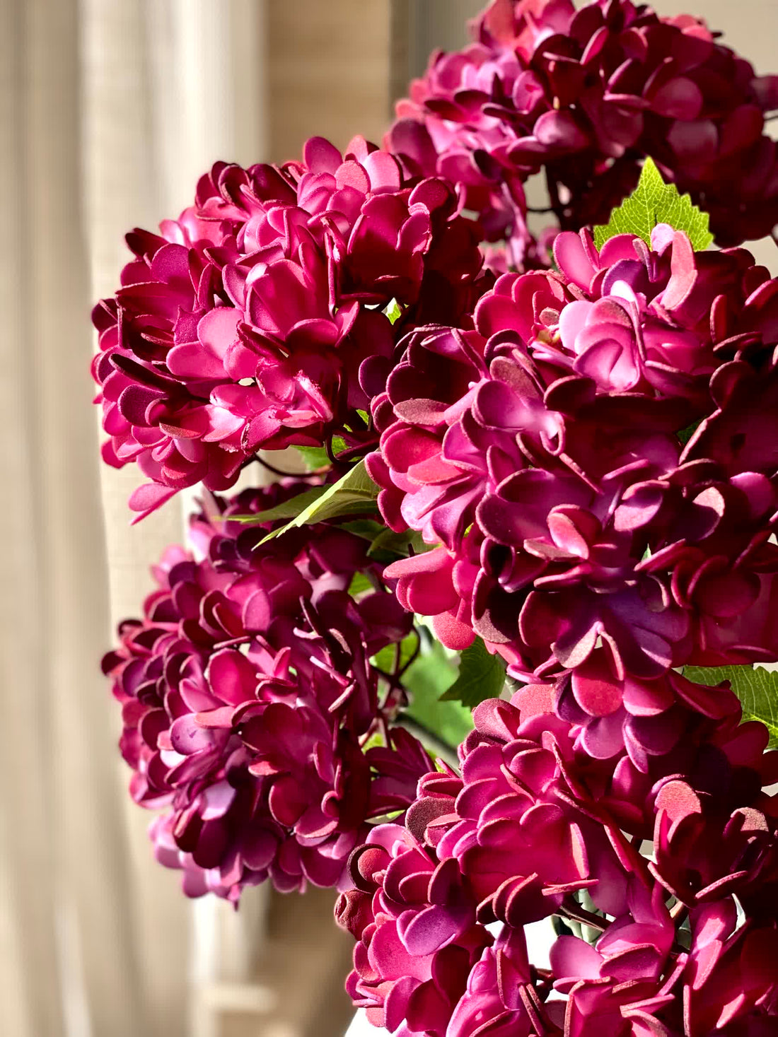 Artificial Mophead Flower Stem - Magenta Ombre (One Stem)