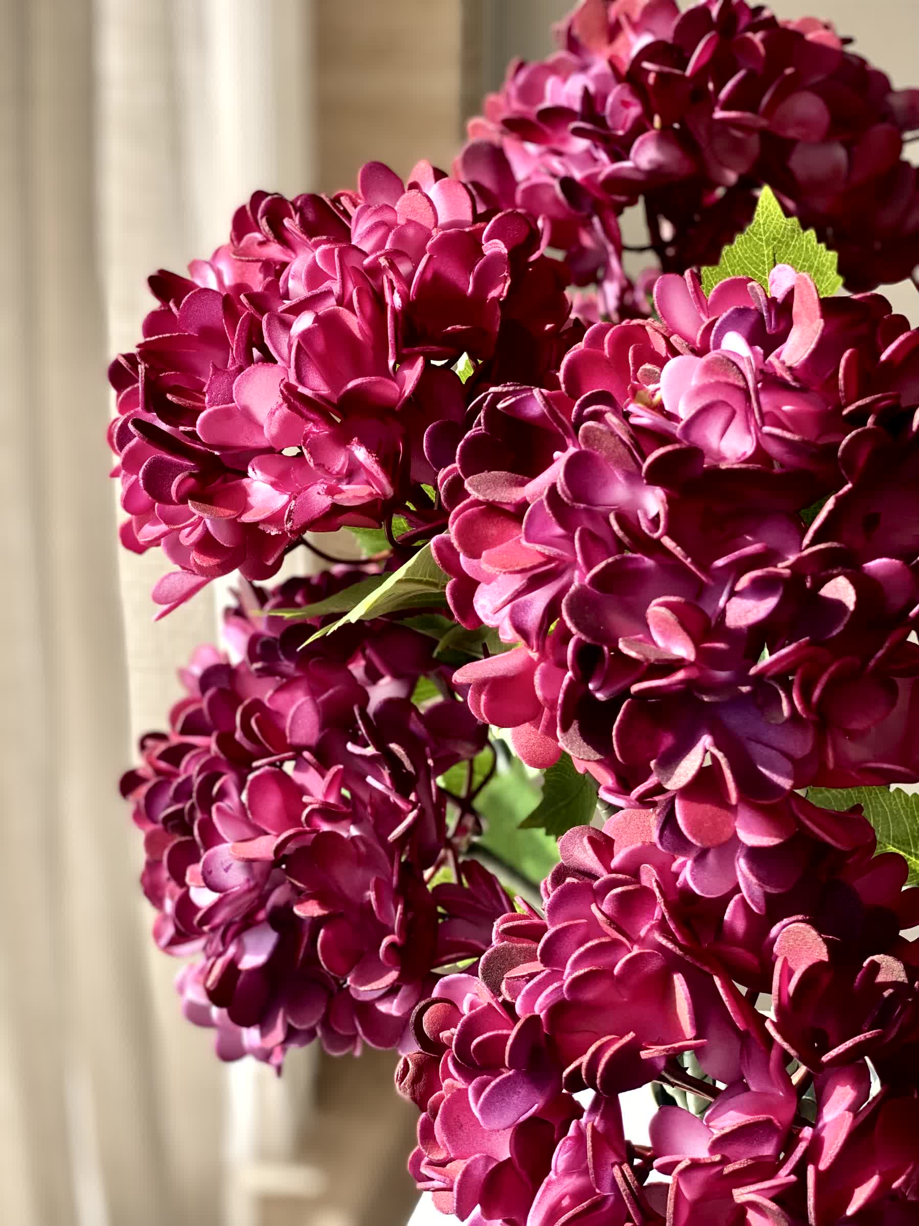 Artificial Mophead Flower Stem - Magenta Ombre (One Stem)