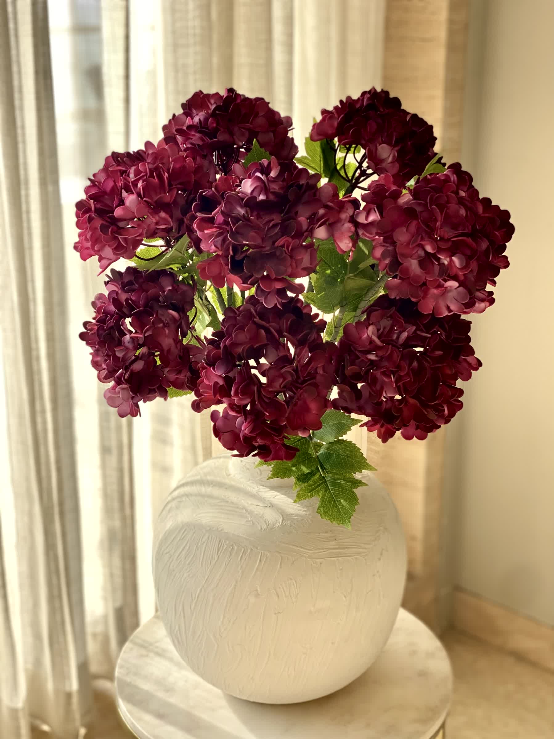 Artificial Mophead Flower Stem - Magenta Ombre (One Stem)