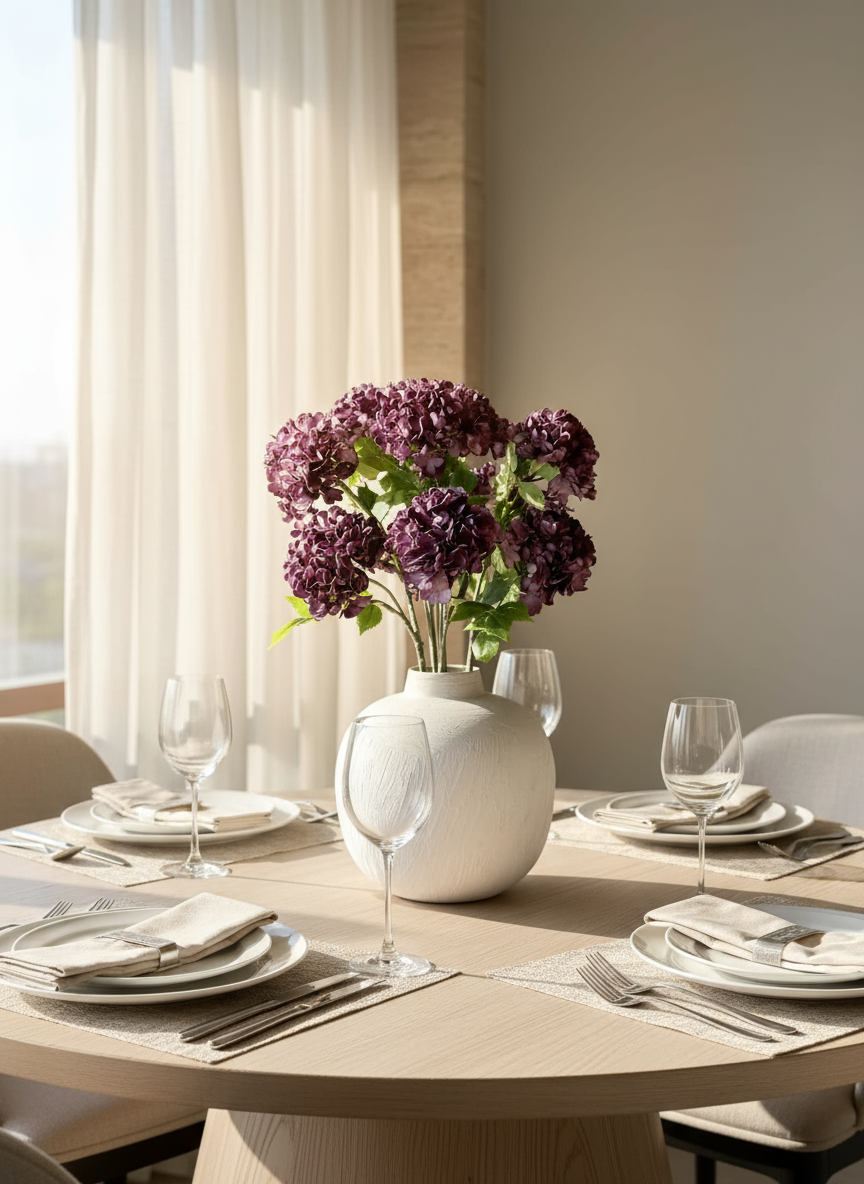 Artificial Mophead Flower Stem - Lavender Ombre (One Stem)