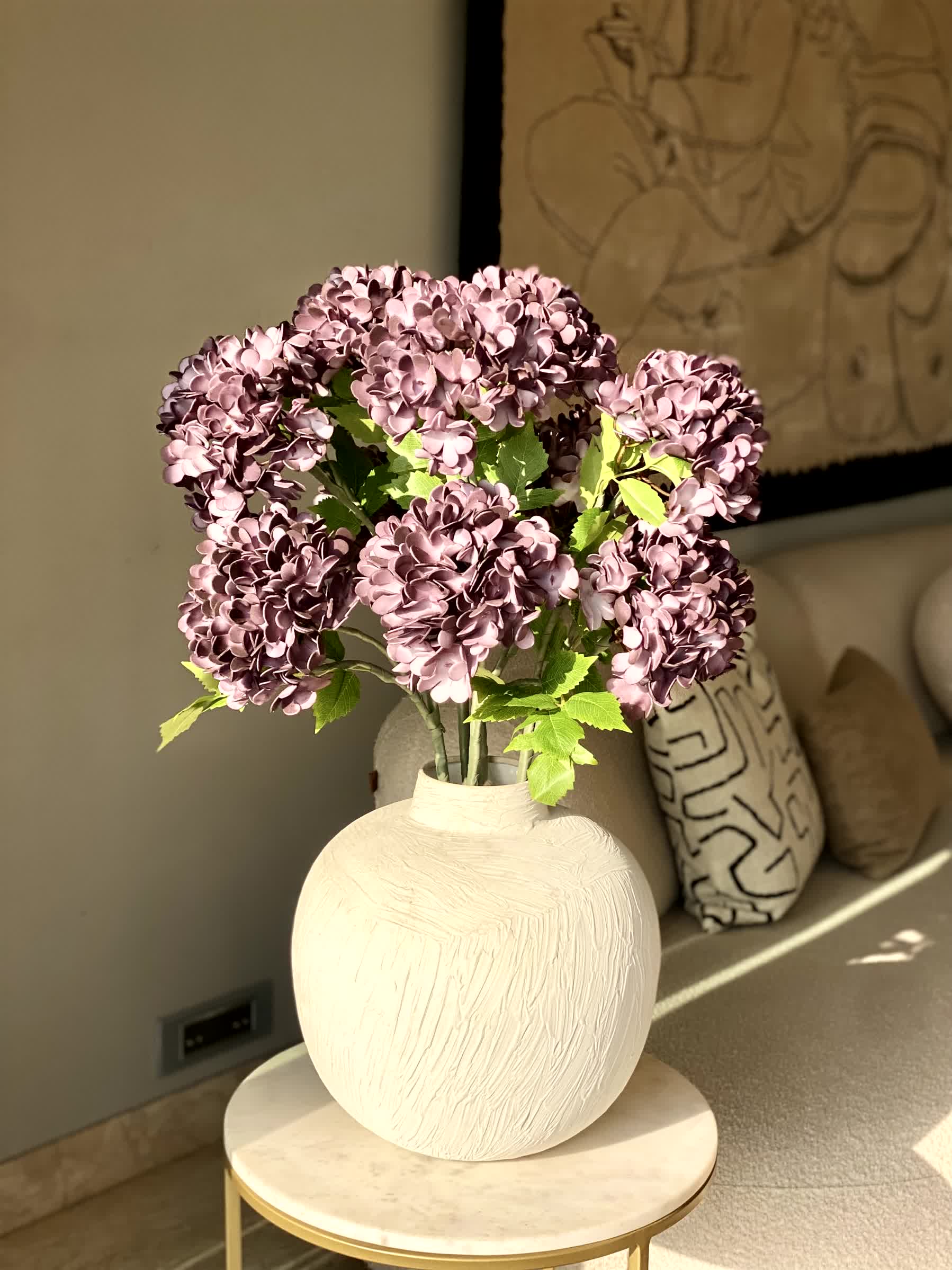Artificial Mophead Flower Stem - Lavender Ombre (One Stem)