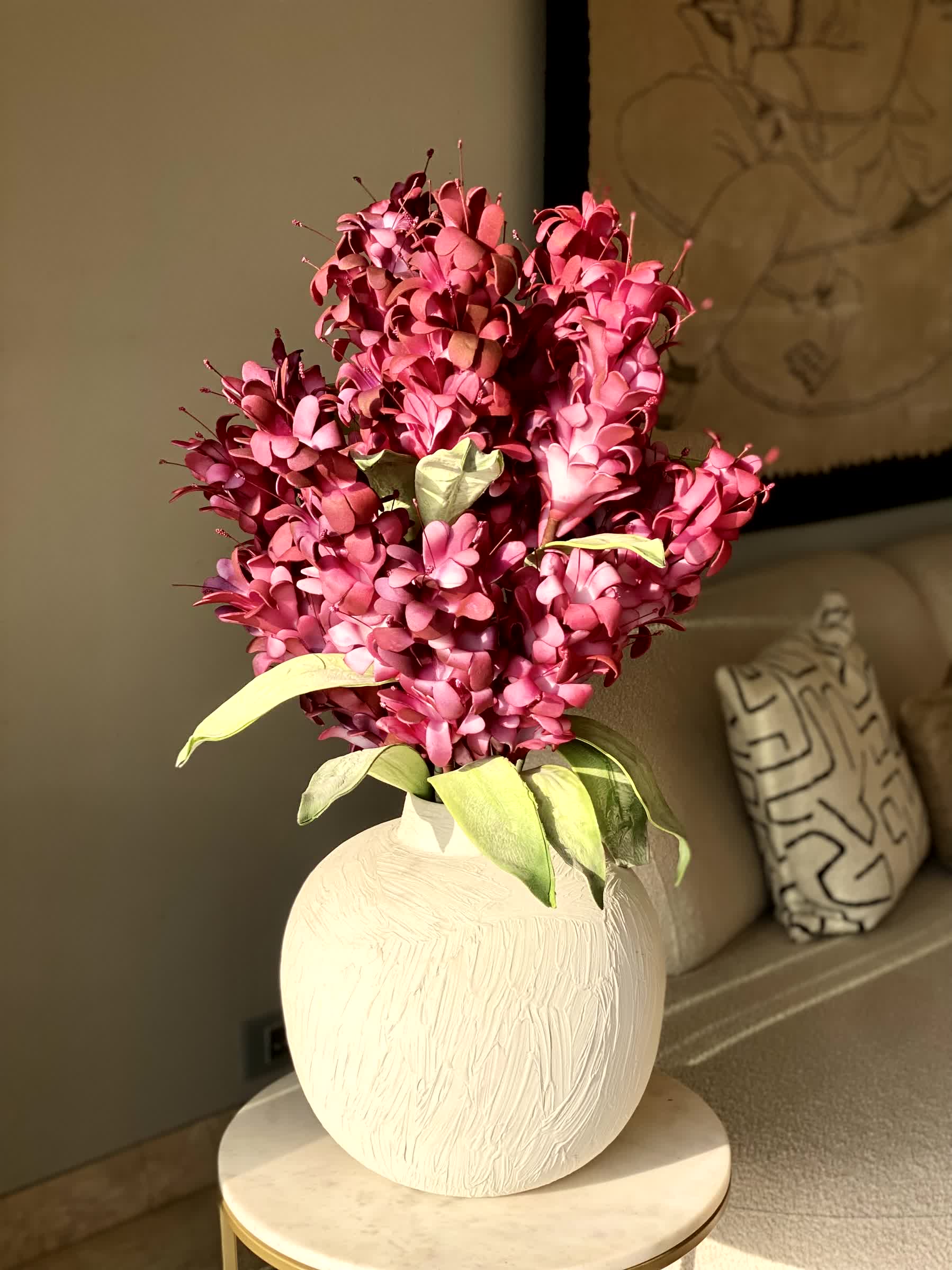 Artificial Madonna Lily Flower Stem - Fuchsia Ombre (One Stem)