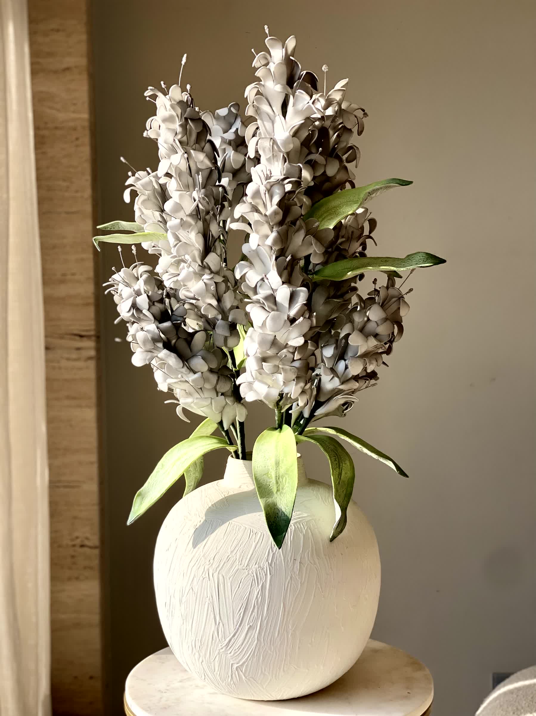 Artificial Madonna Lily Flower Stem - Grey Ombre (One Stem)