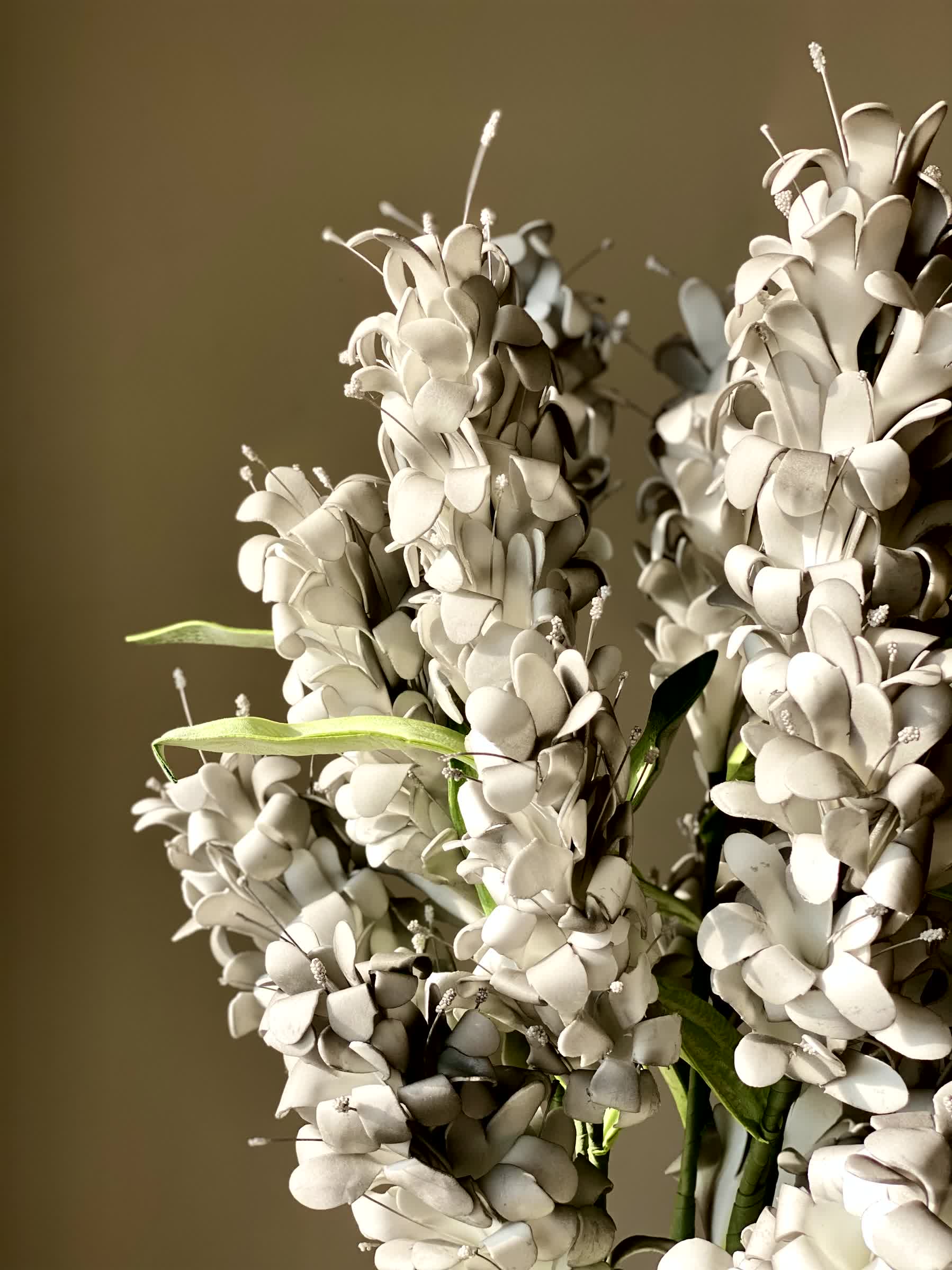 Artificial Madonna Lily Flower Stem - Grey Ombre (One Stem)
