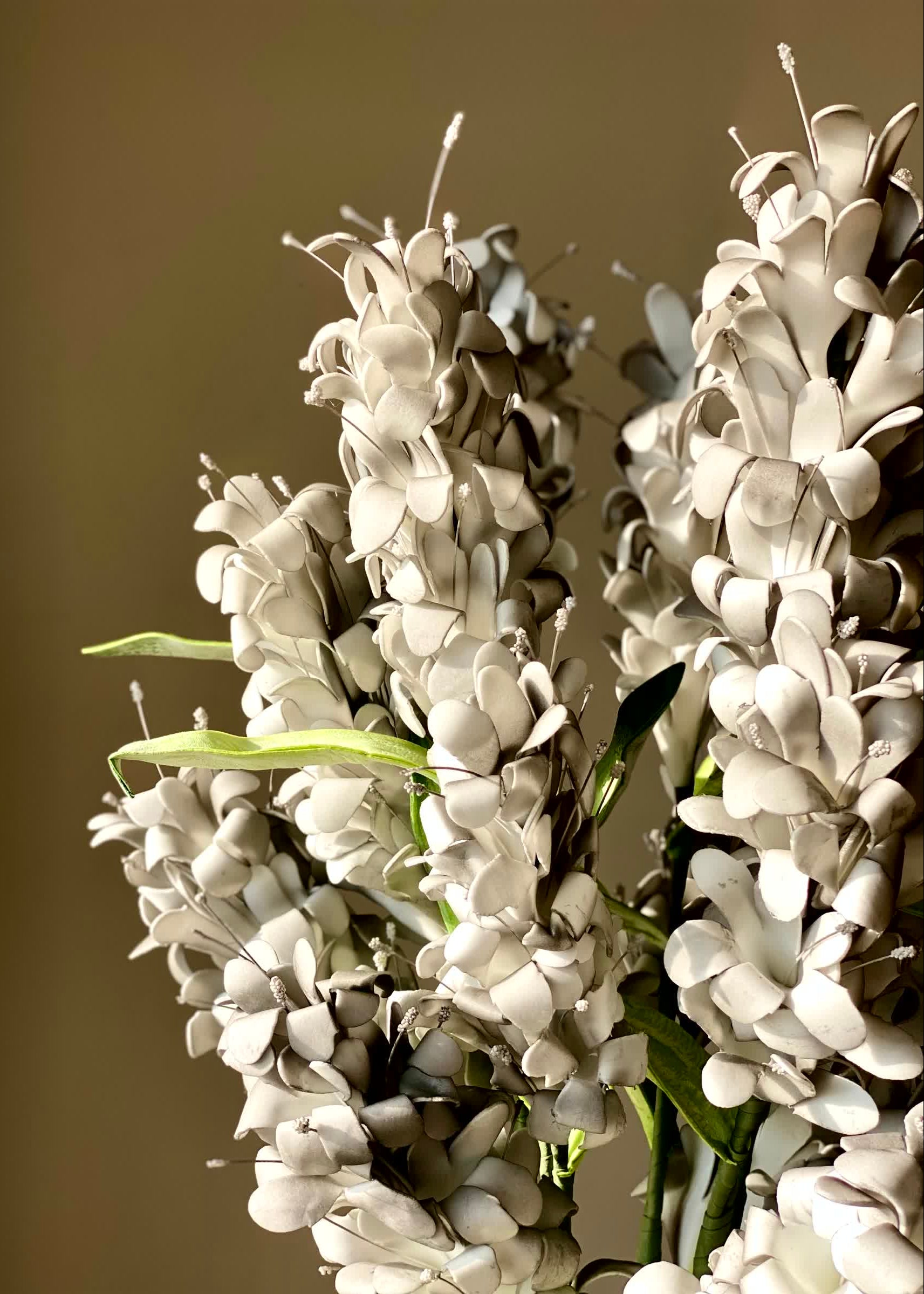 Artificial Madonna Lily Flower Stem - Grey Ombre (One Stem)