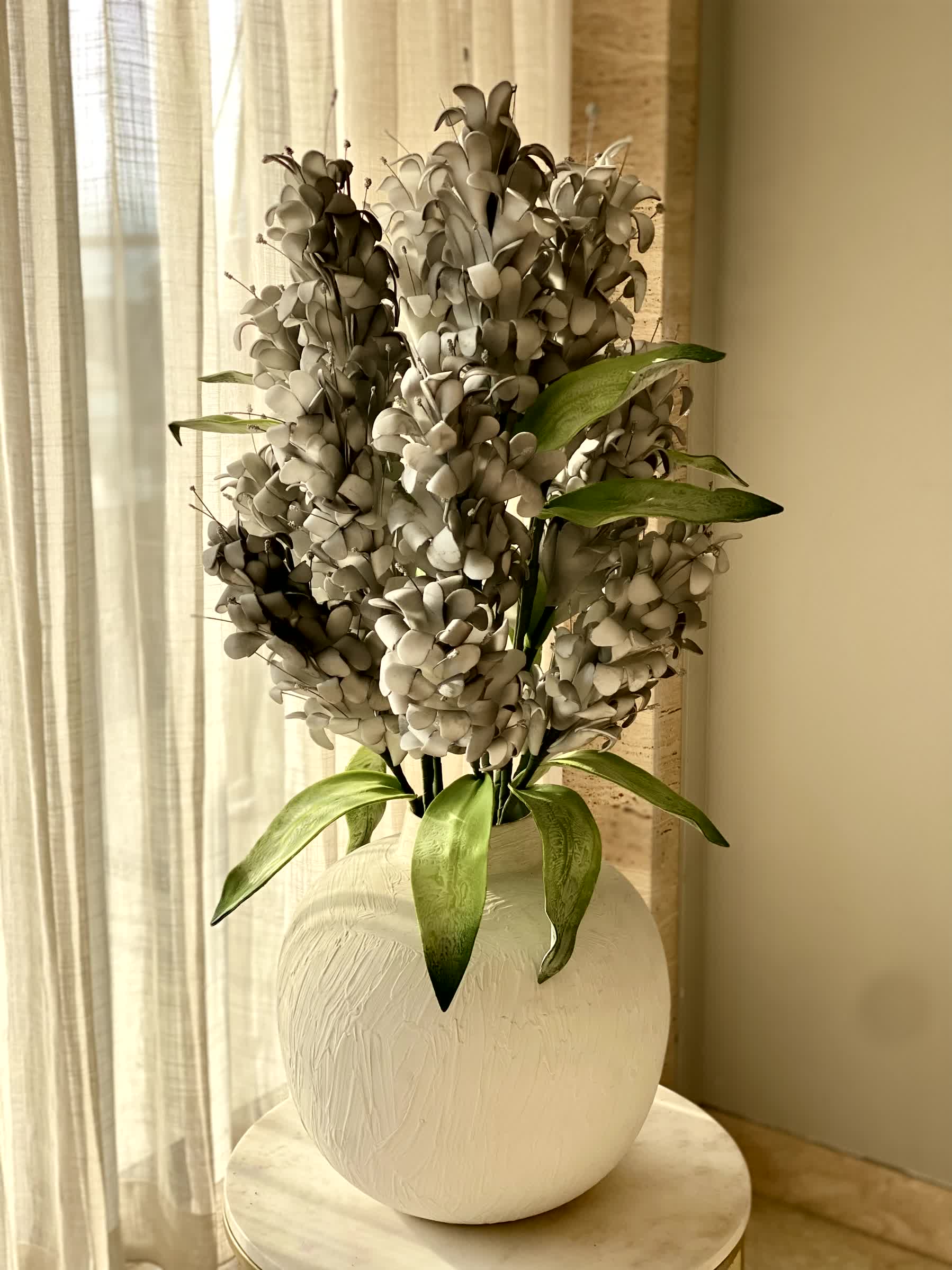 Artificial Madonna Lily Flower Stem - Grey Ombre (One Stem)