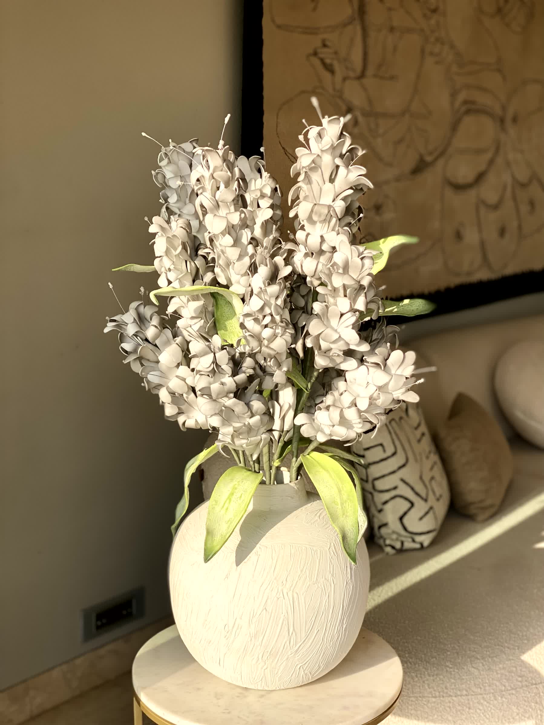 Artificial Madonna Lily Flower Stem - Grey Ombre (One Stem)
