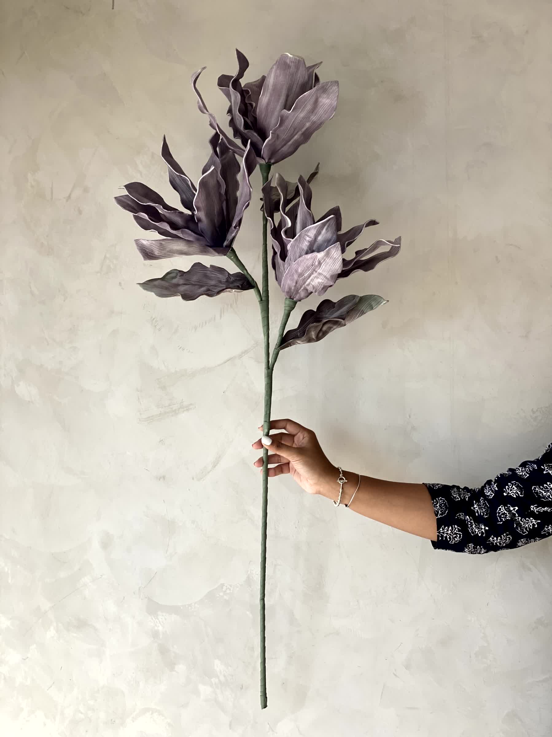 Artificial Magnolia Flower Stem - Lavender Ombre (One Stem)