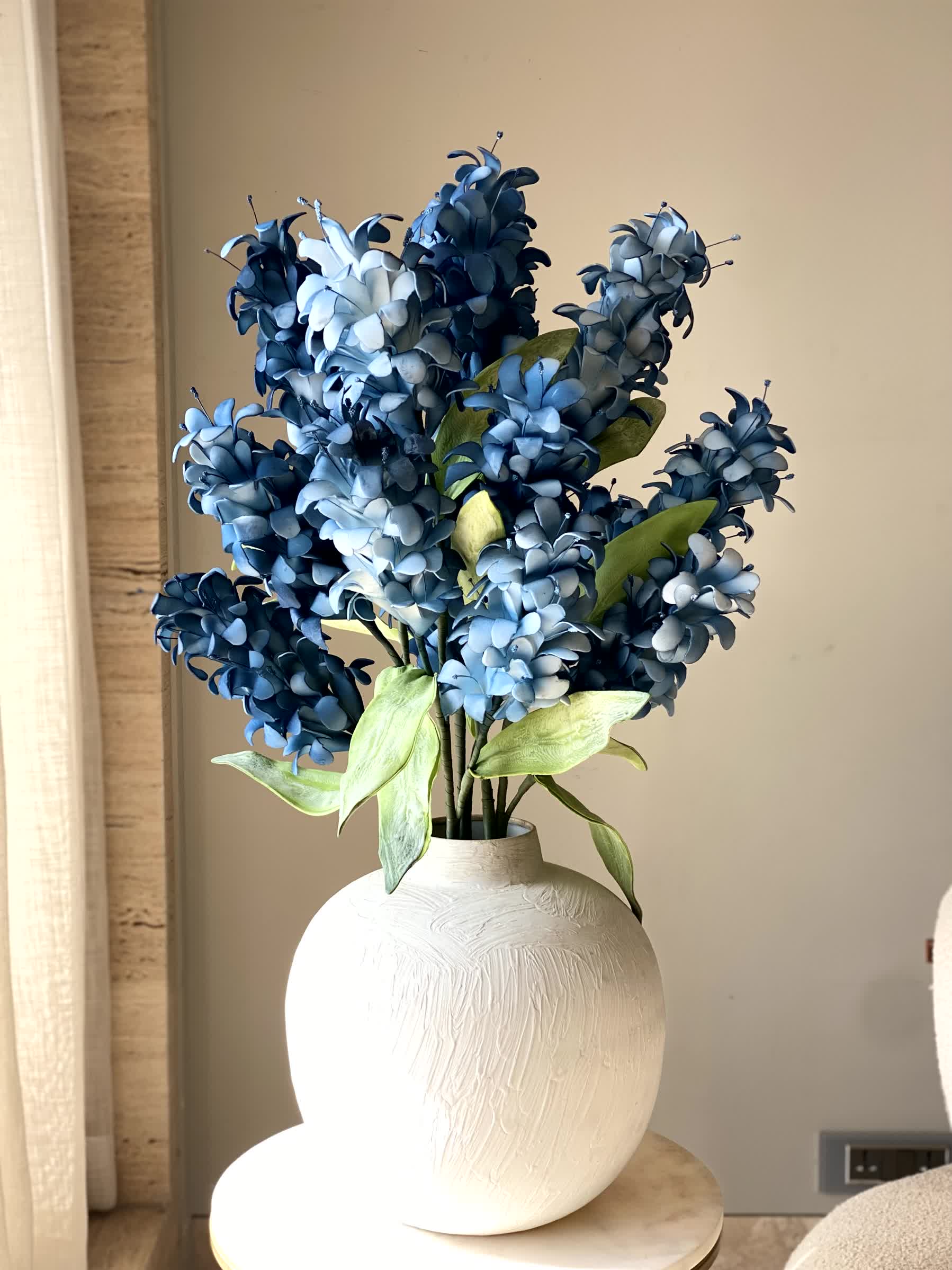 Artificial Madonna Lily Flower Stem - Blue Ombre (One Stem)