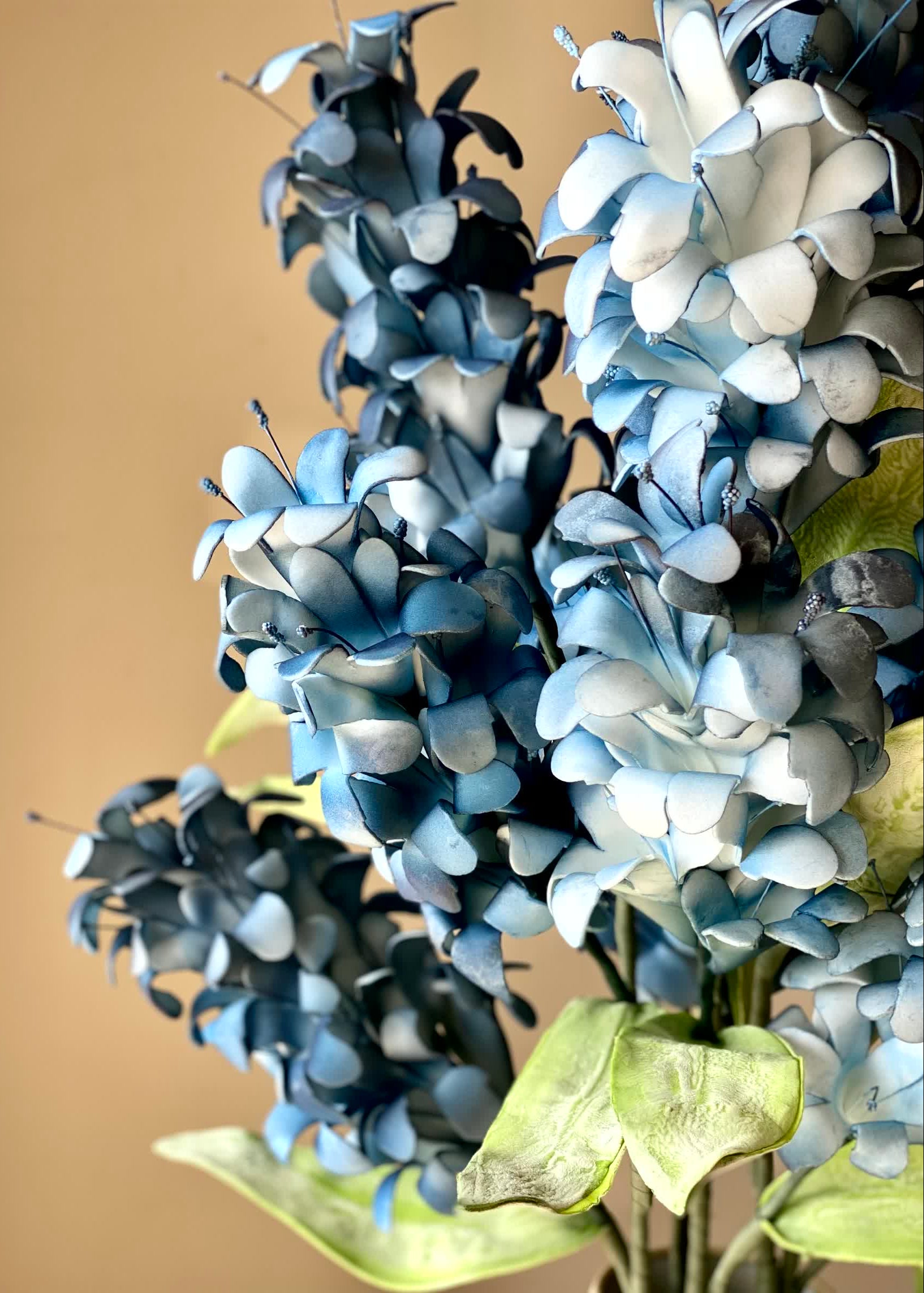 Artificial Madonna Lily Flower Stem - Blue Ombre (One Stem)