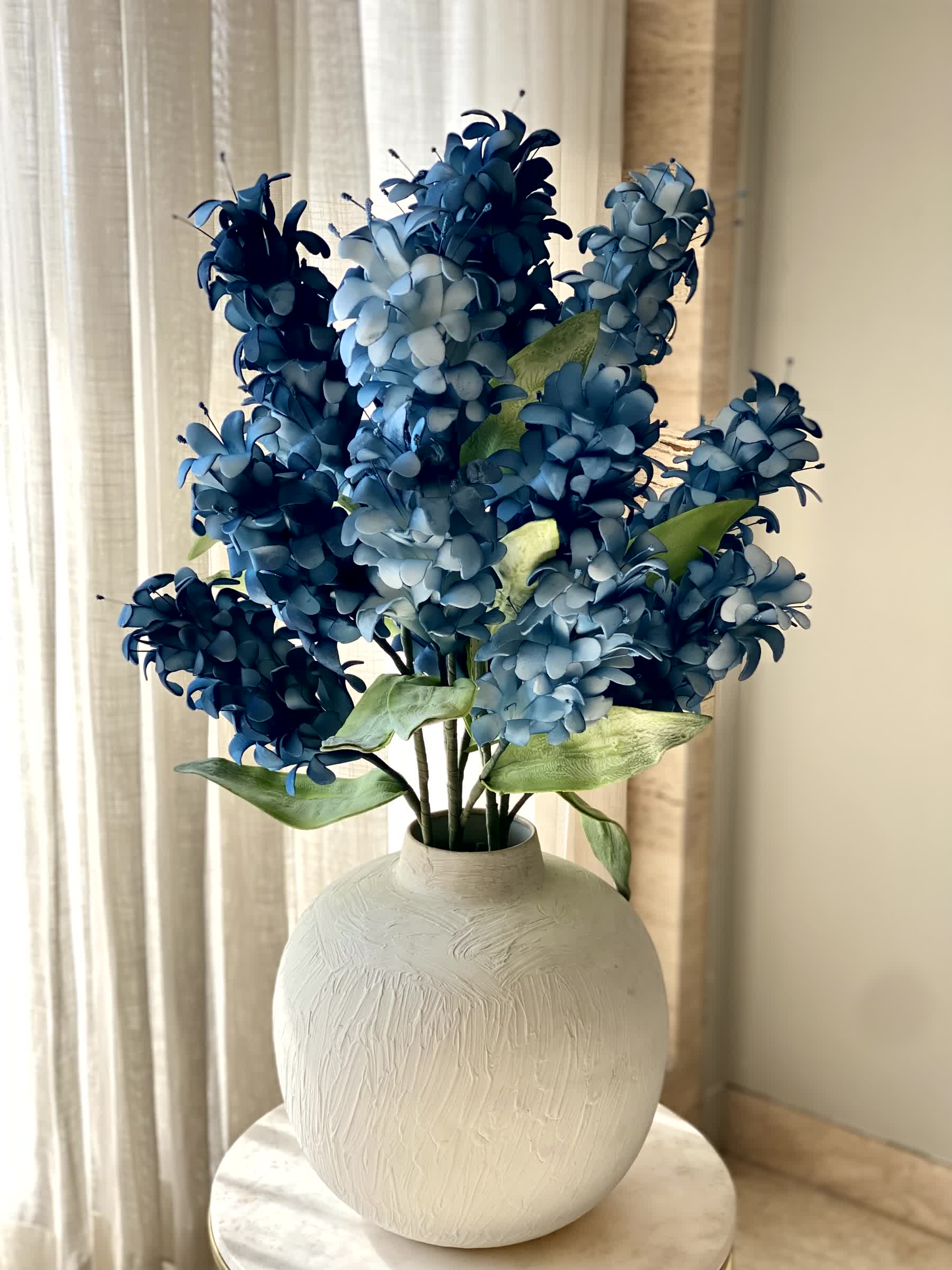 Artificial Madonna Lily Flower Stem - Blue Ombre (One Stem)