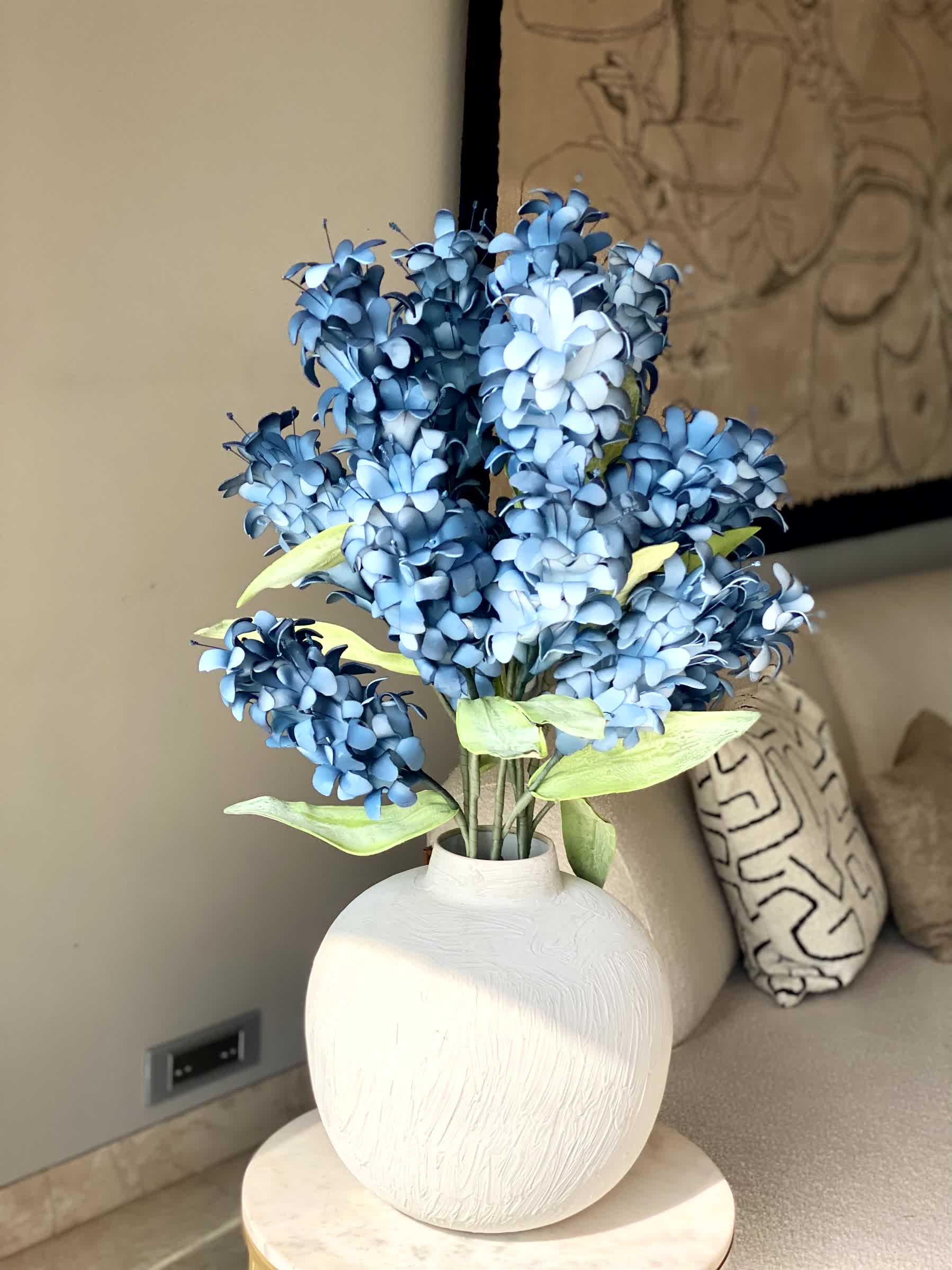 Artificial Madonna Lily Flower Stem - Blue Ombre (One Stem)