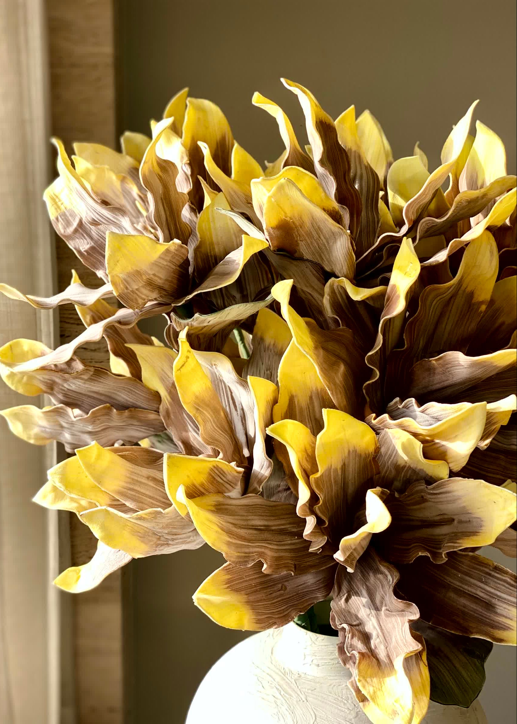 Artificial Magnolia Flower Stem - Amber Ombre (One Stem)