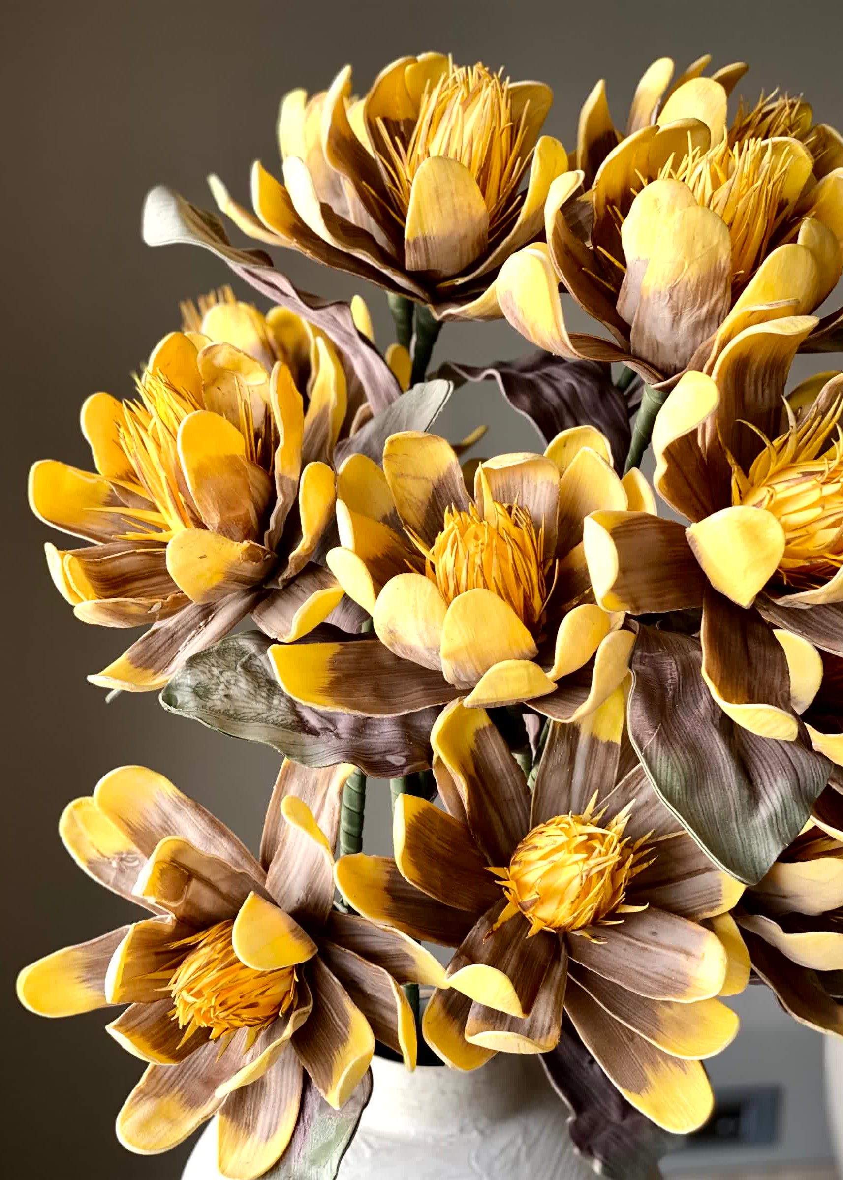 Artificial Corolla Flower Stem - Amber Ombre (One Stem)