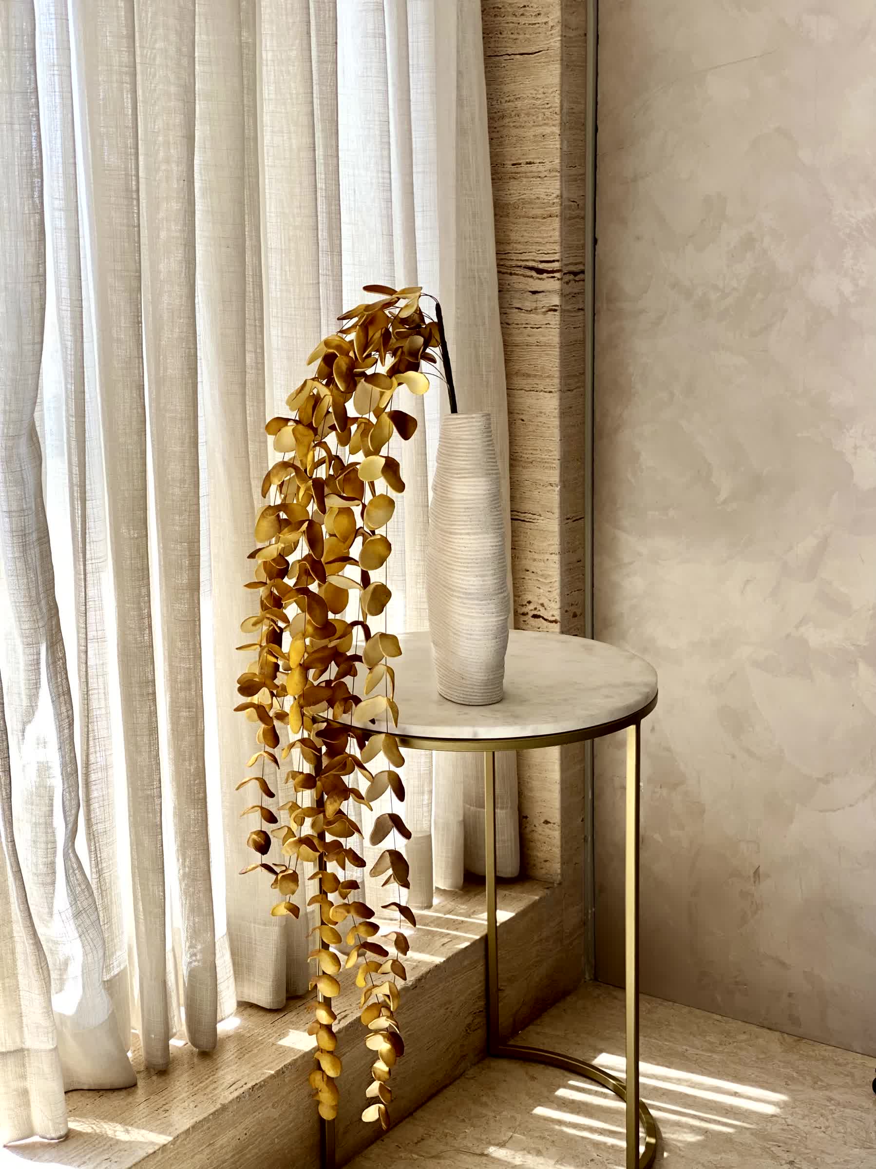 Artificial Eucalyptus Flower Stem - Amber Ombre (One Stem)