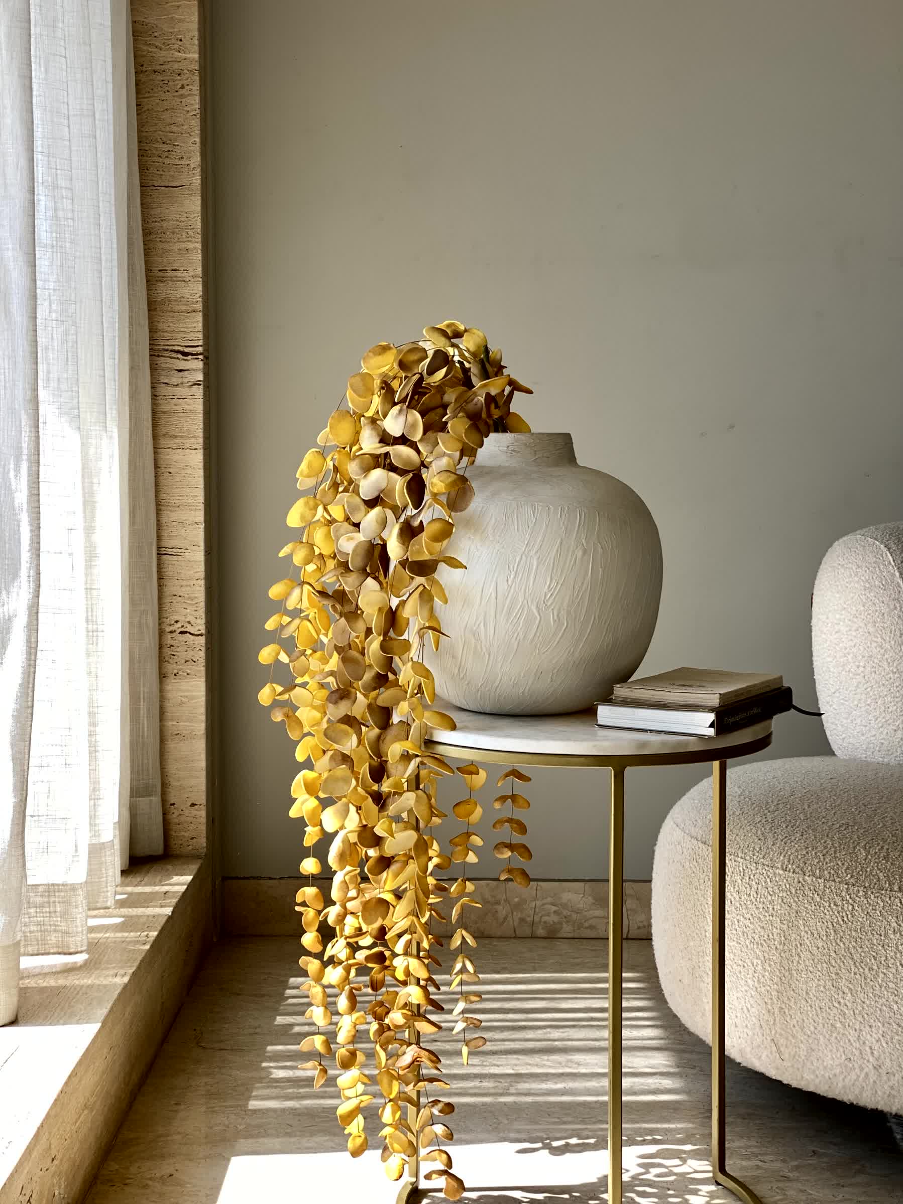 Artificial Eucalyptus Flower Stem - Amber Ombre (One Stem)