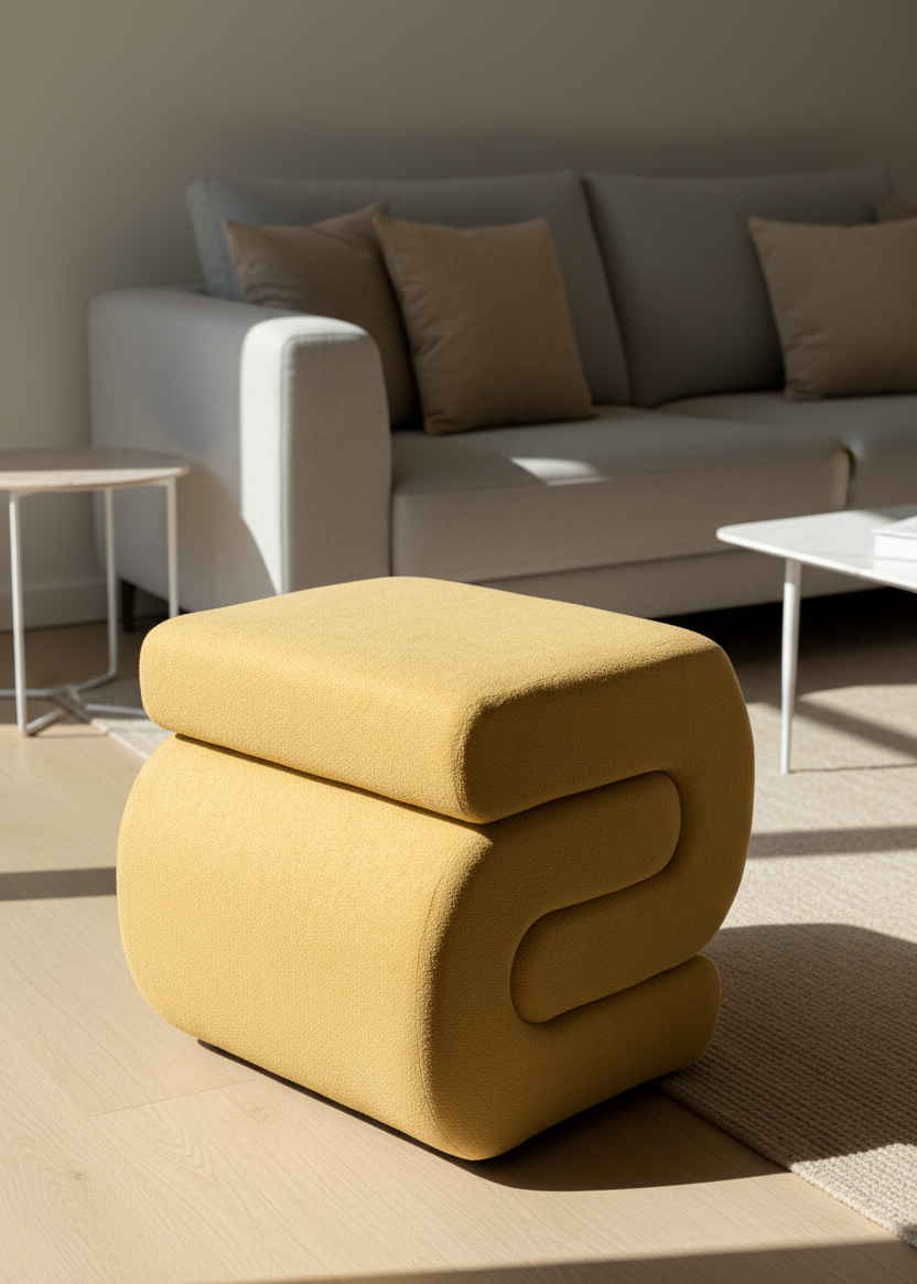S-Boucle Pouffe - Mustard