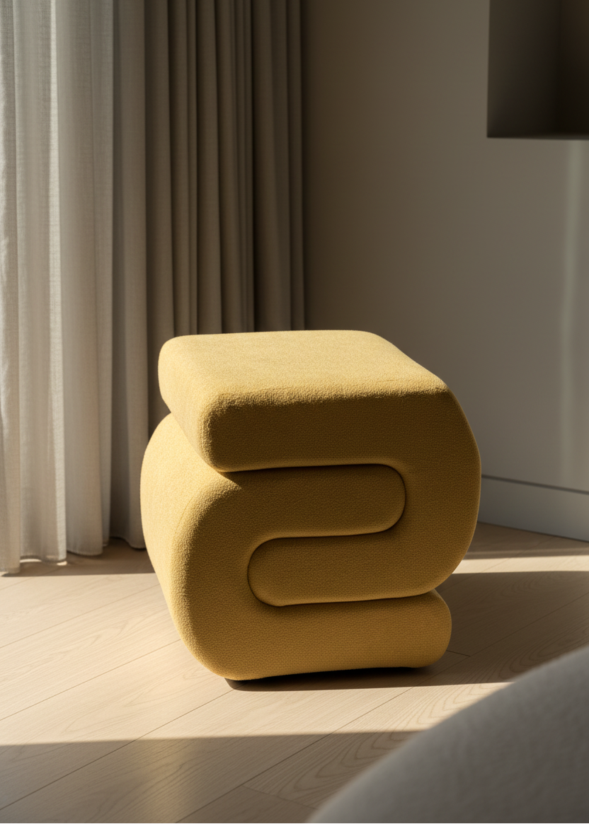 S-Boucle Pouffe - Mustard