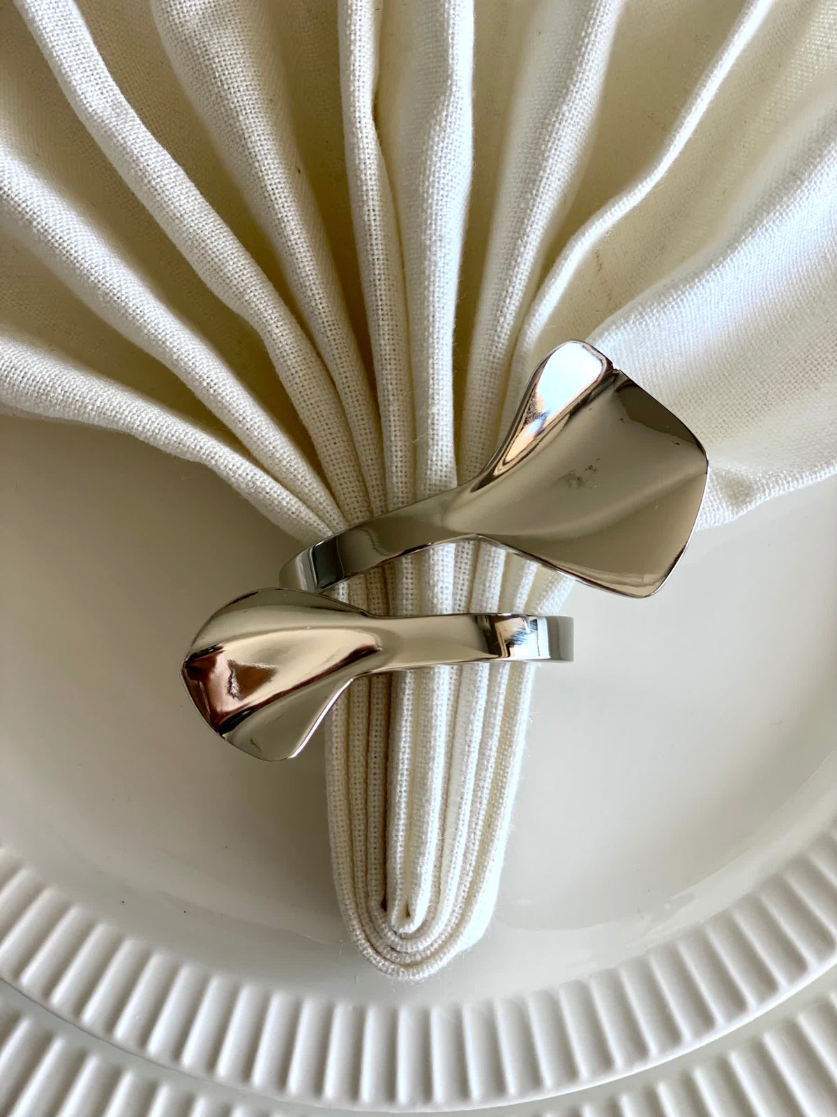 Silver Twist Napkin Rings - Set of 6