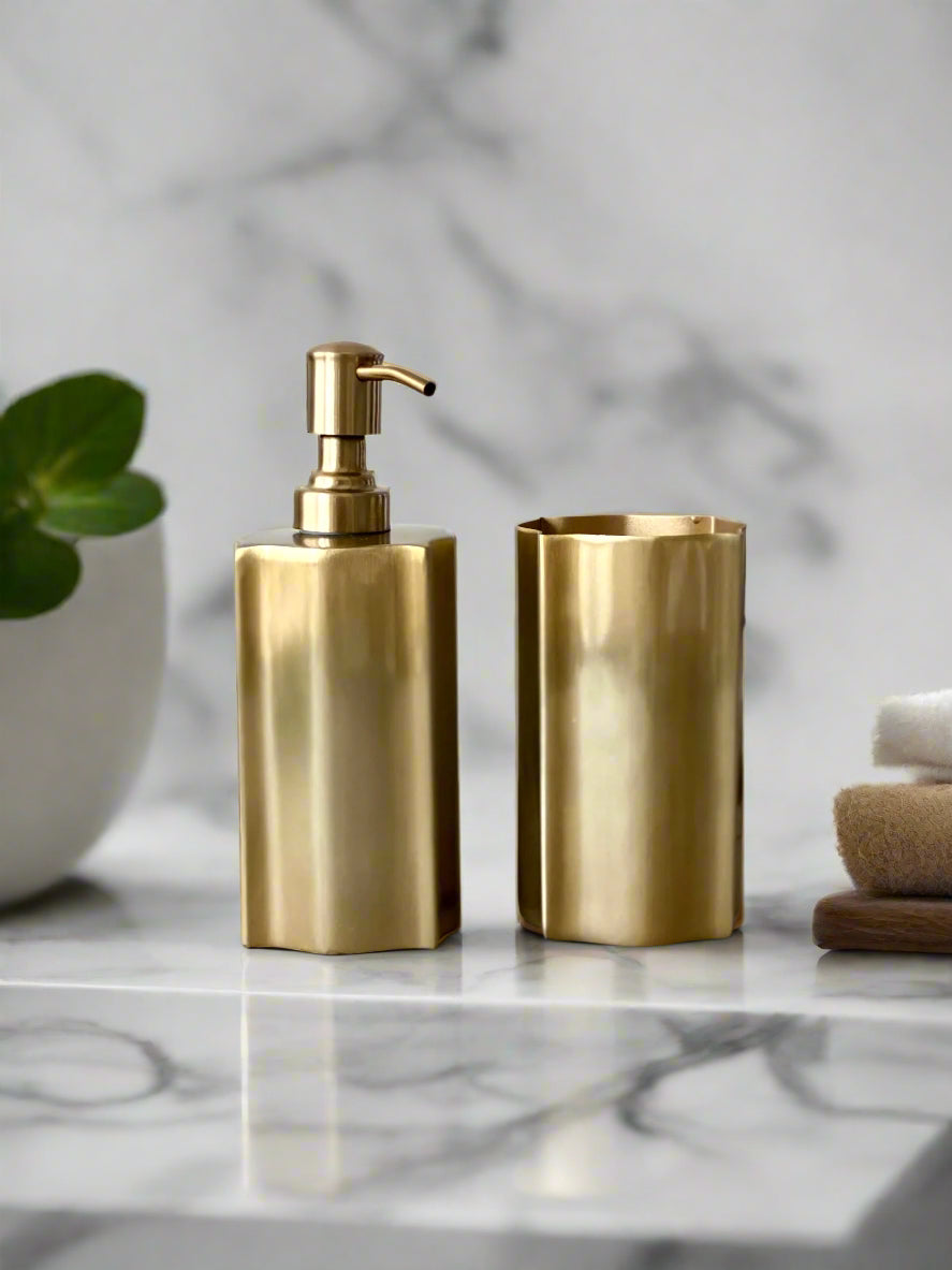 Stallion Lacquered Gold Bathroom Set - (Set of 2)