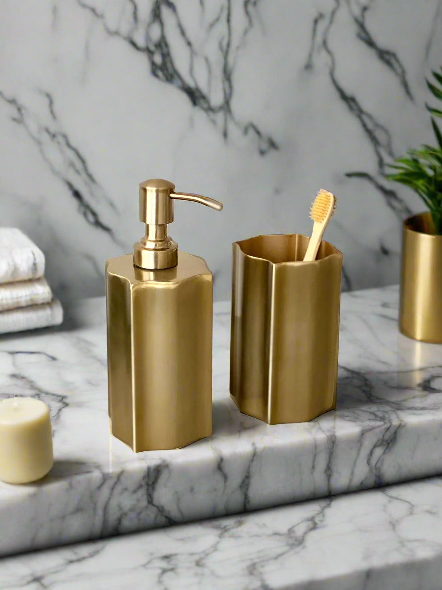 Stallion Lacquered Gold Bathroom Set - (Set of 2)