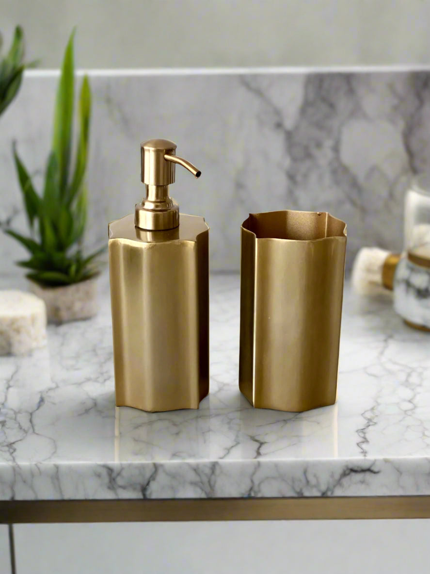 Stallion Lacquered Gold Bathroom Set - (Set of 2)