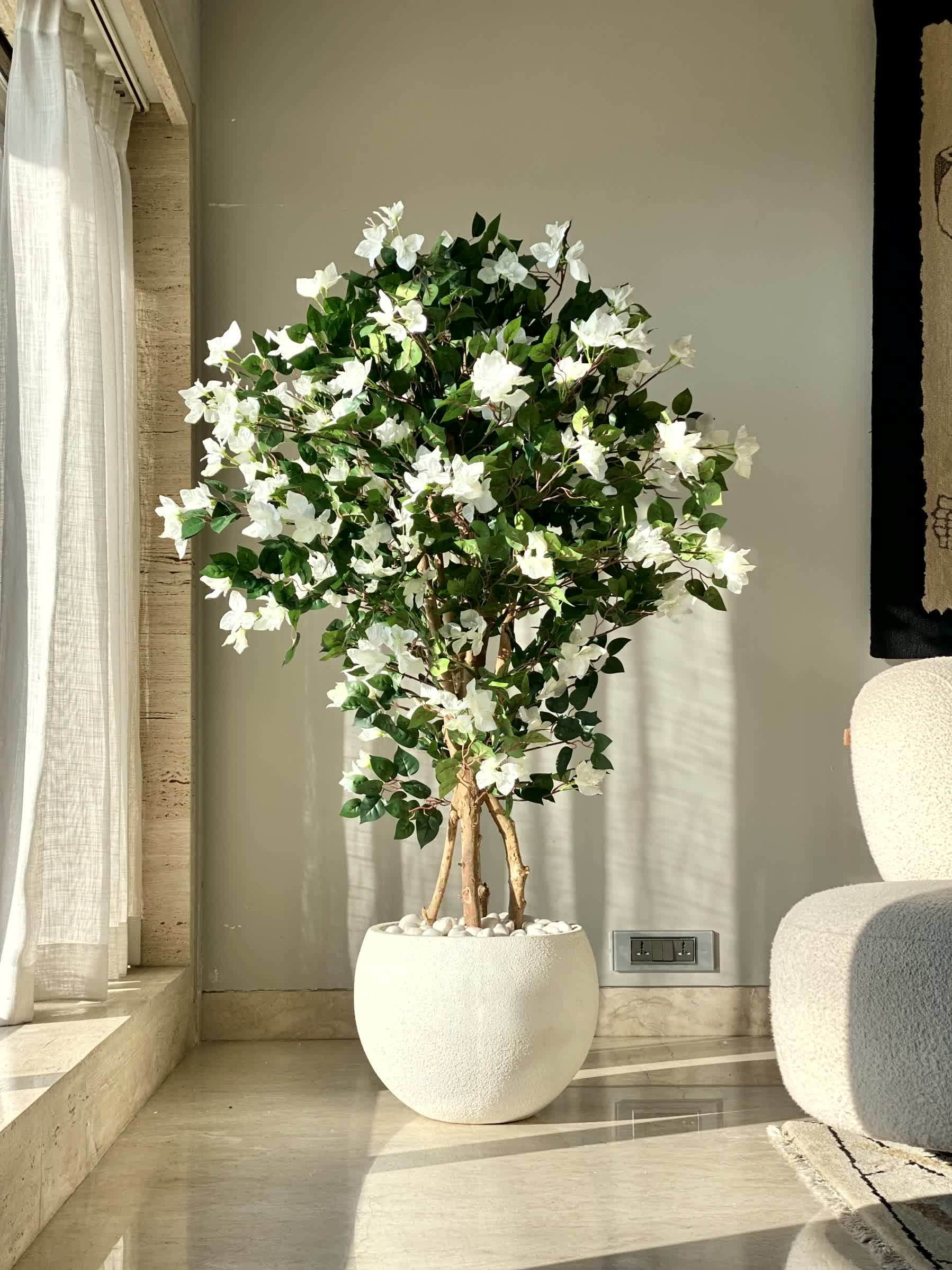 Artificial Regal White Bougainvillea Plant - 5 Feet
