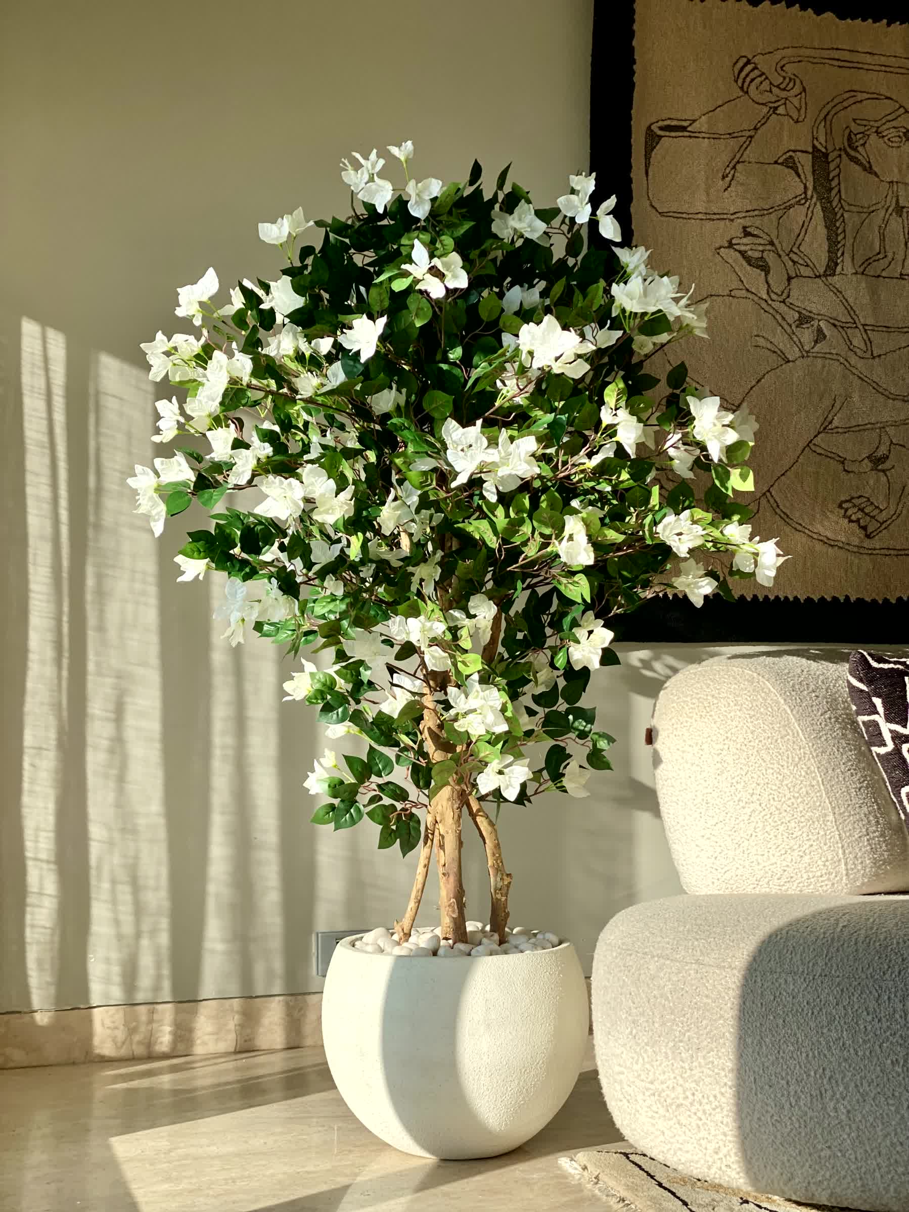 Artificial Regal White Bougainvillea Plant - 5 Feet