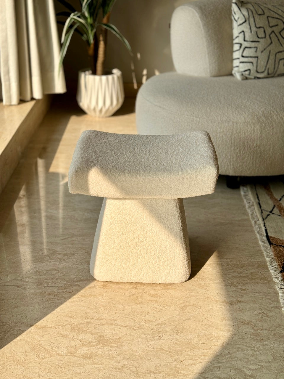Bouclé Arch Pouffe