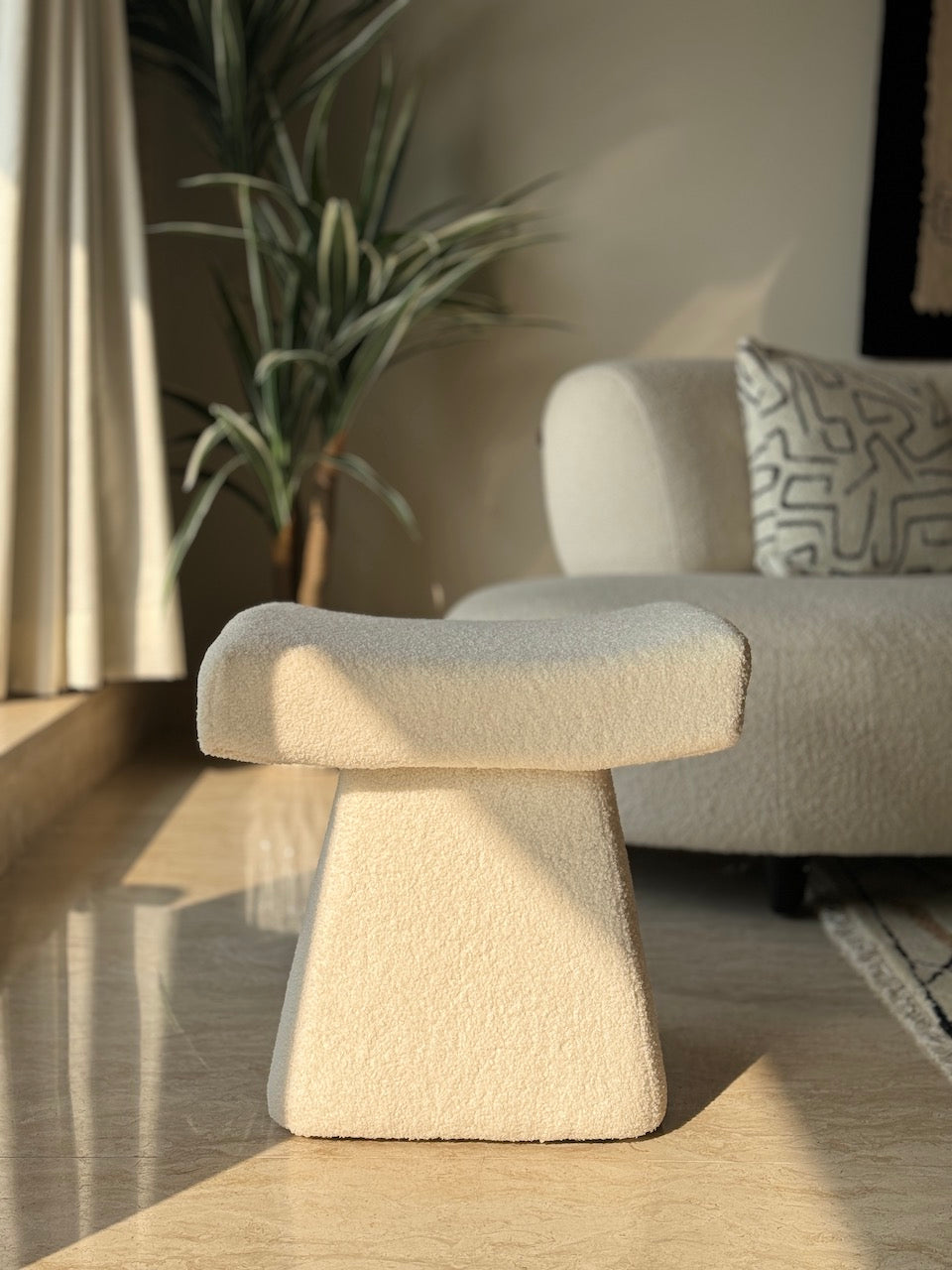 Bouclé Arch Pouffe